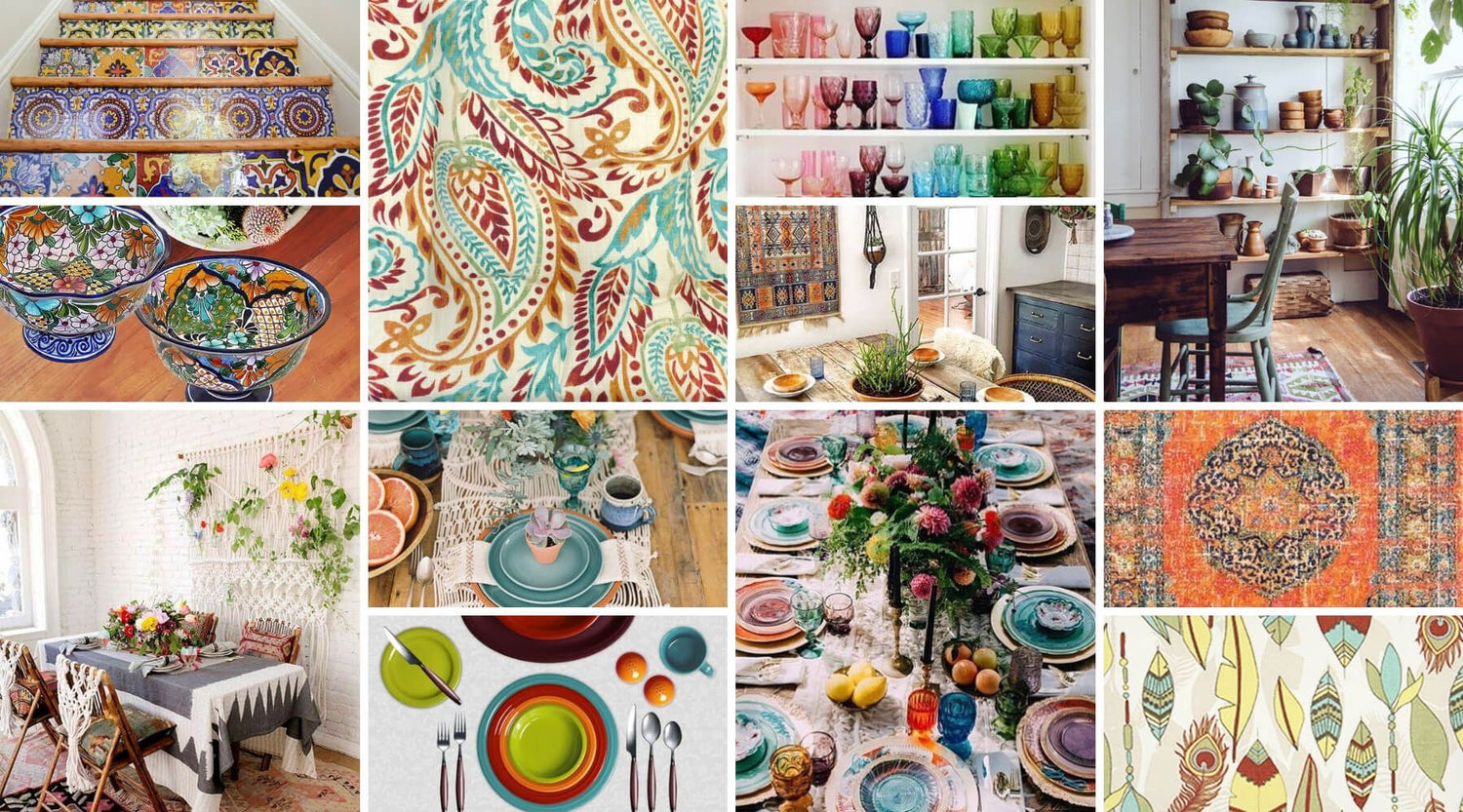 Design Inspiration: Bright Boho Turquoise, Red & Tangerine Dining Room