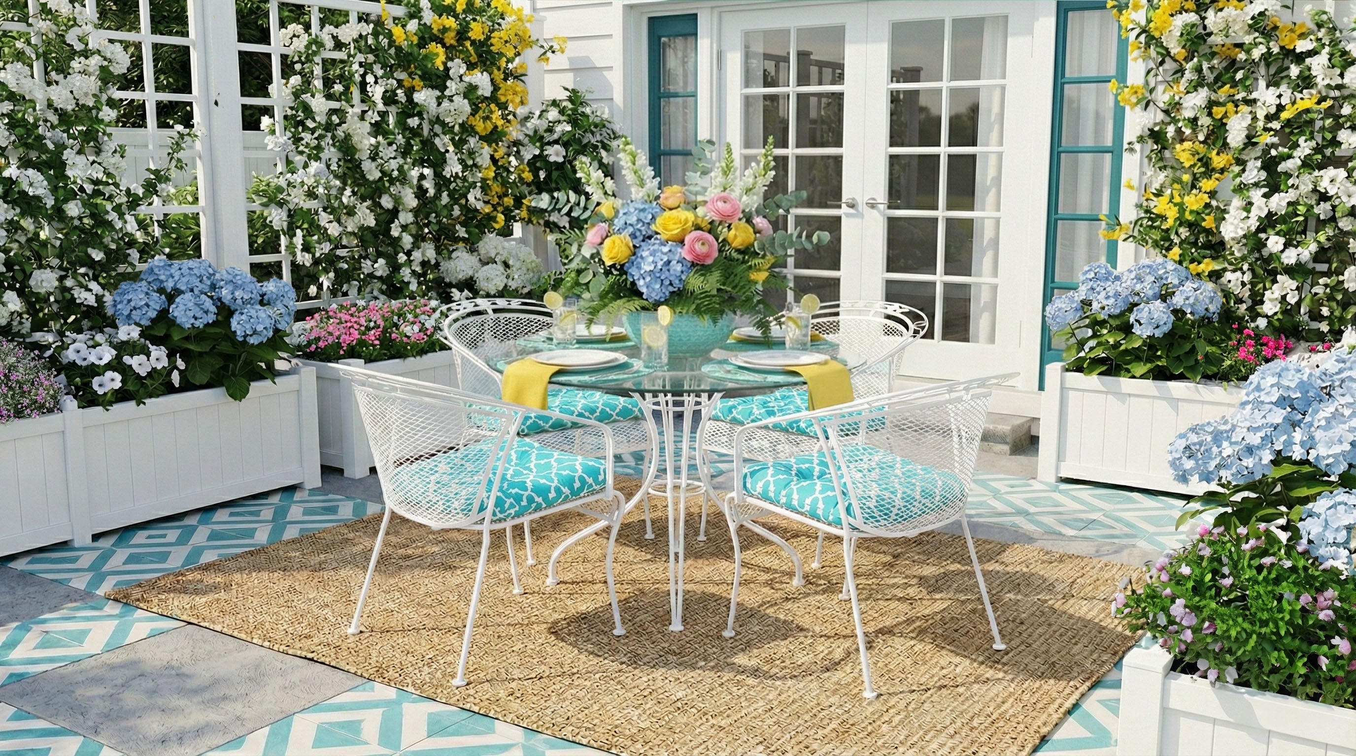outdoor dining chair cushions on the patio