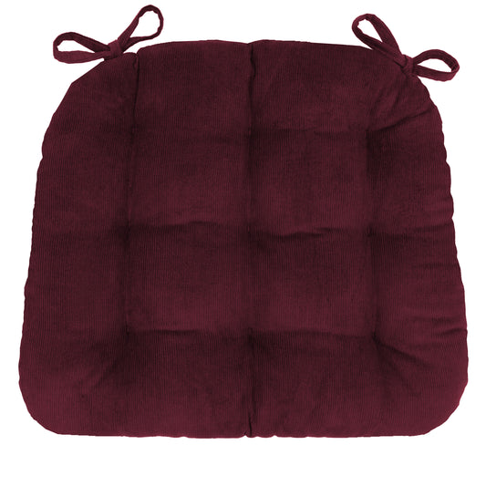 Corduroy Merlot Wine Dining Chair Pad - Never Flatten Chair Cushion