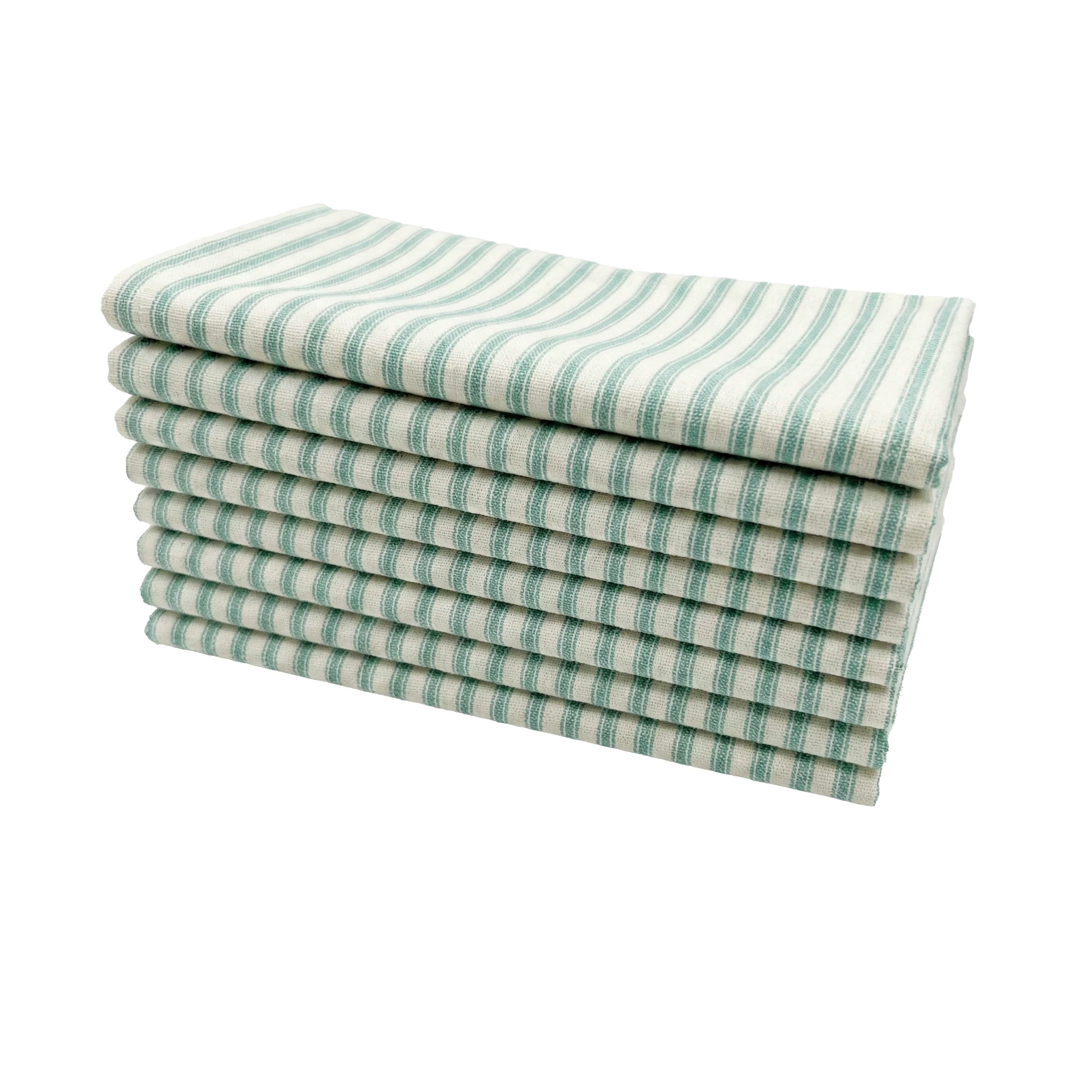 Ticking Stripe Aqua Cloth Napkins - Set of 8