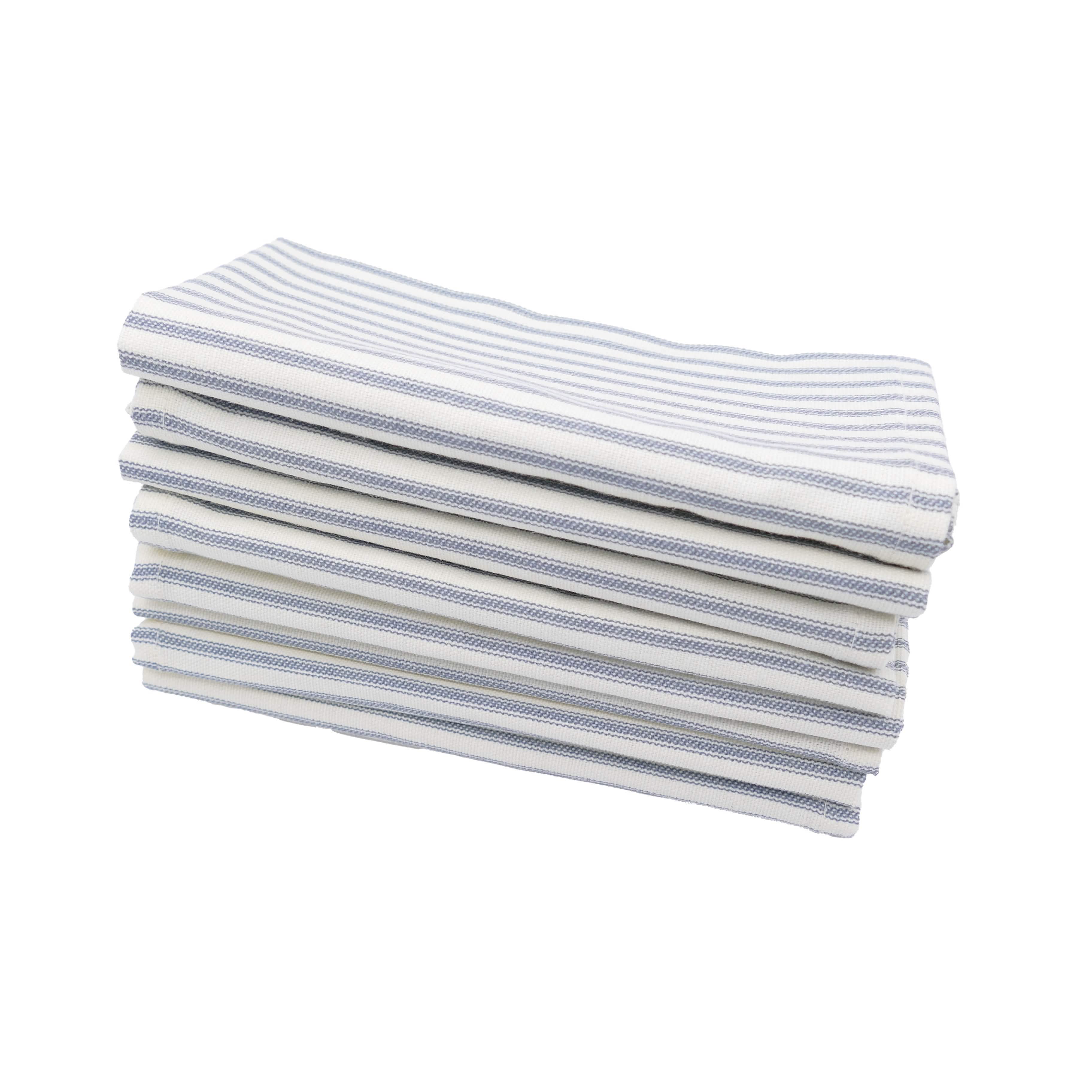 Ticking Stripe Berlin Blue Cloth Napkins - Set of 8