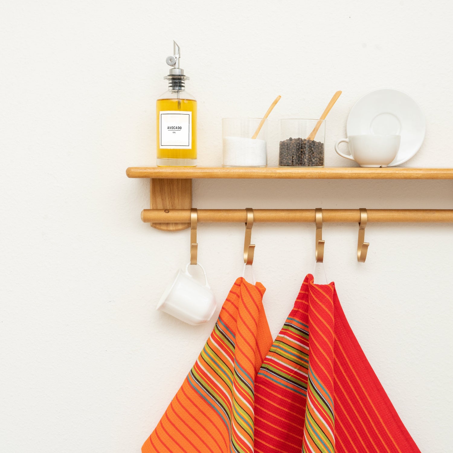 Salsa Stripe Kitchen Towels - 100% Cotton, Machine Washable, Waffle Weave