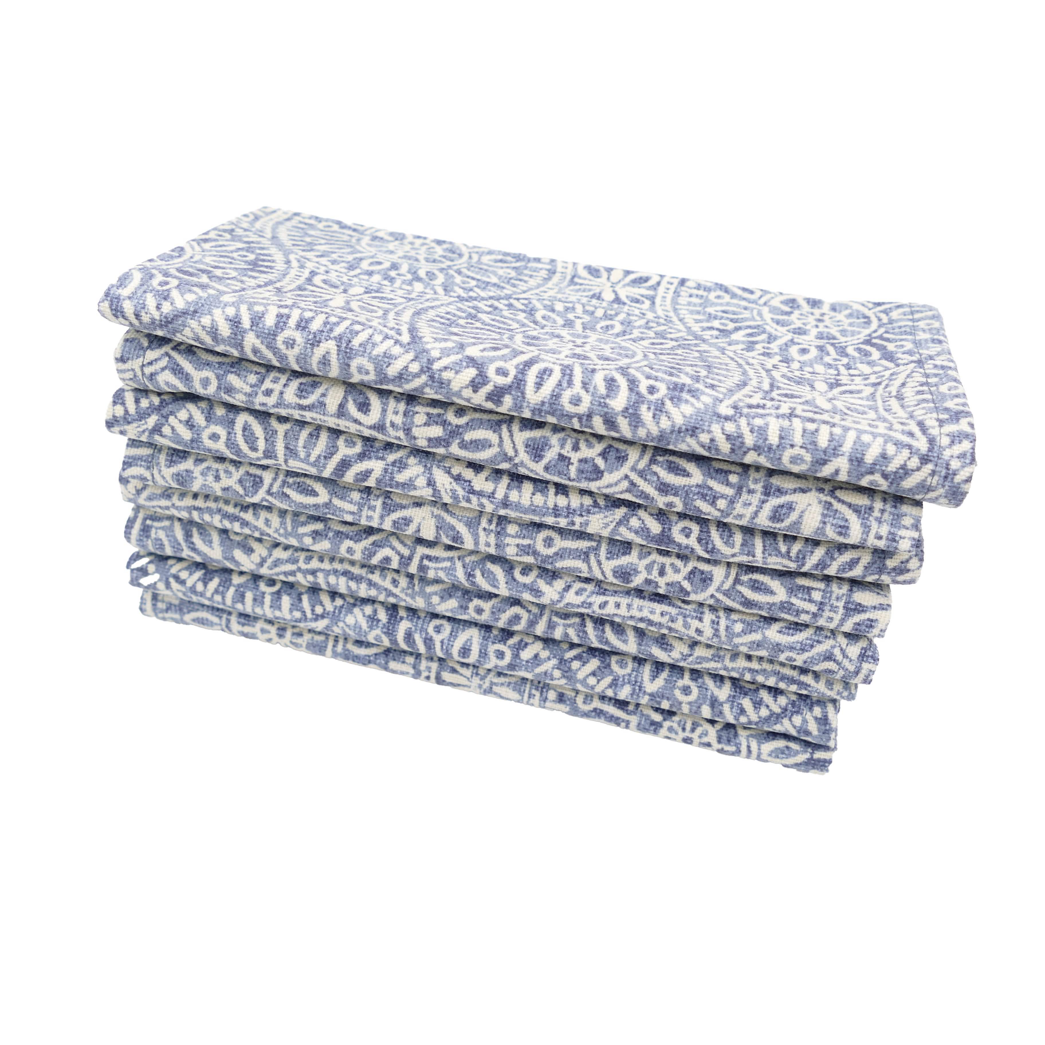 Tibet Blue Cloth Napkins - Set of 8