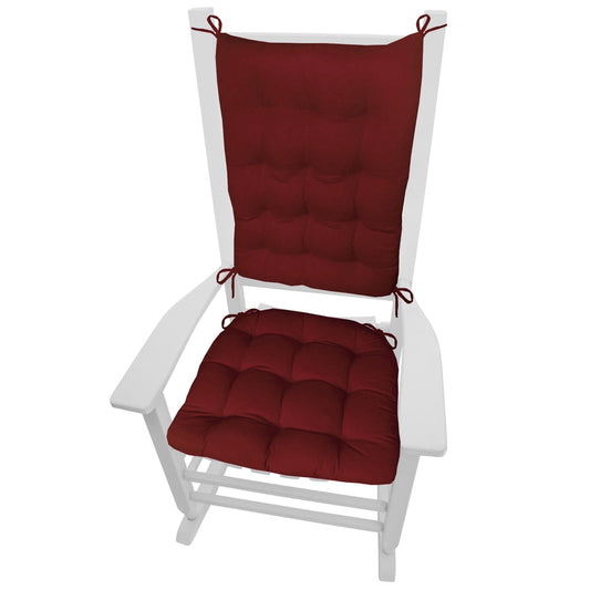 Cotton Duck Wine Red Rocking Chair Cushions - Never Flatten Tufted Rocker Chair Cushion Set Cranberry Red