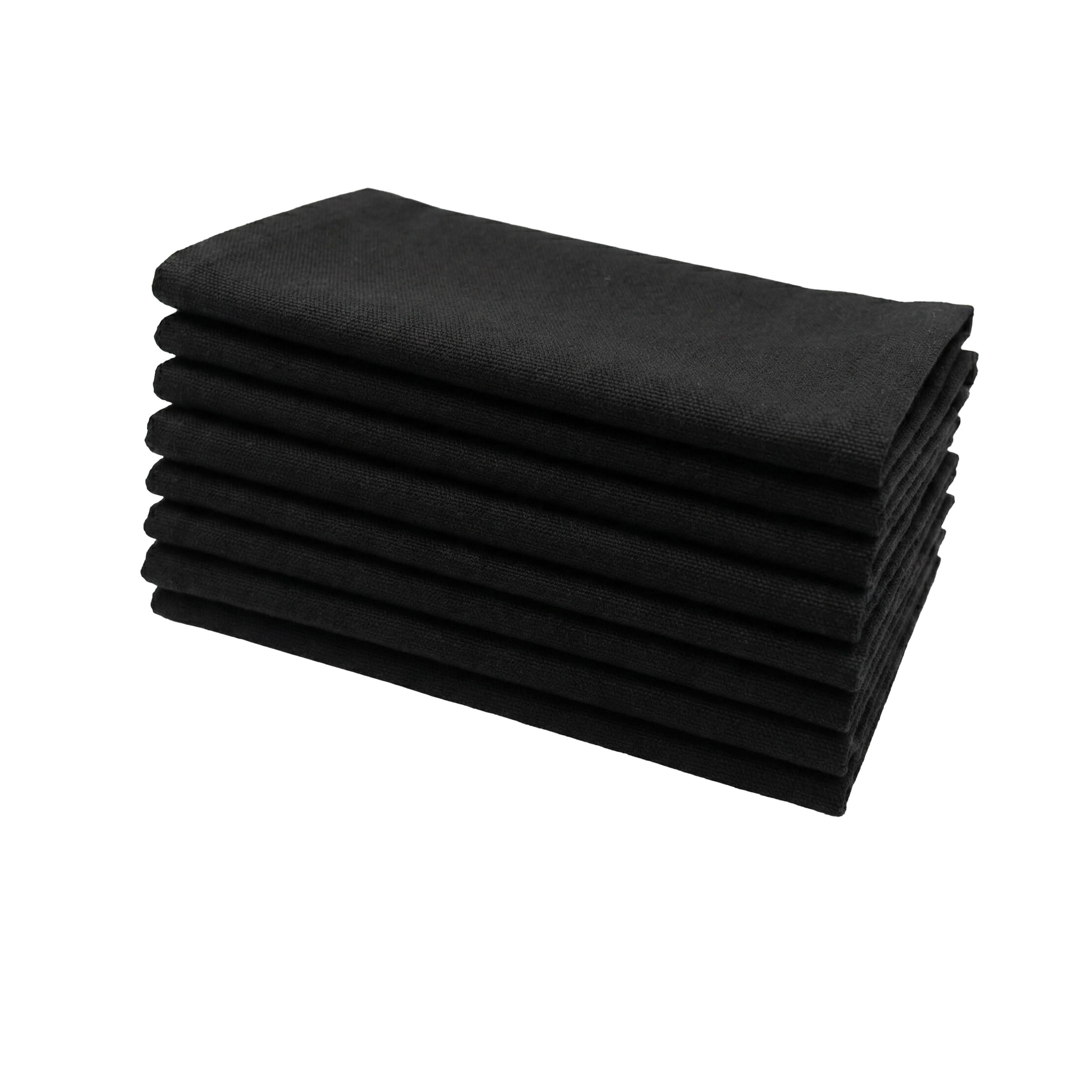 Cotton Duck Black Cloth Napkins - Set of 8