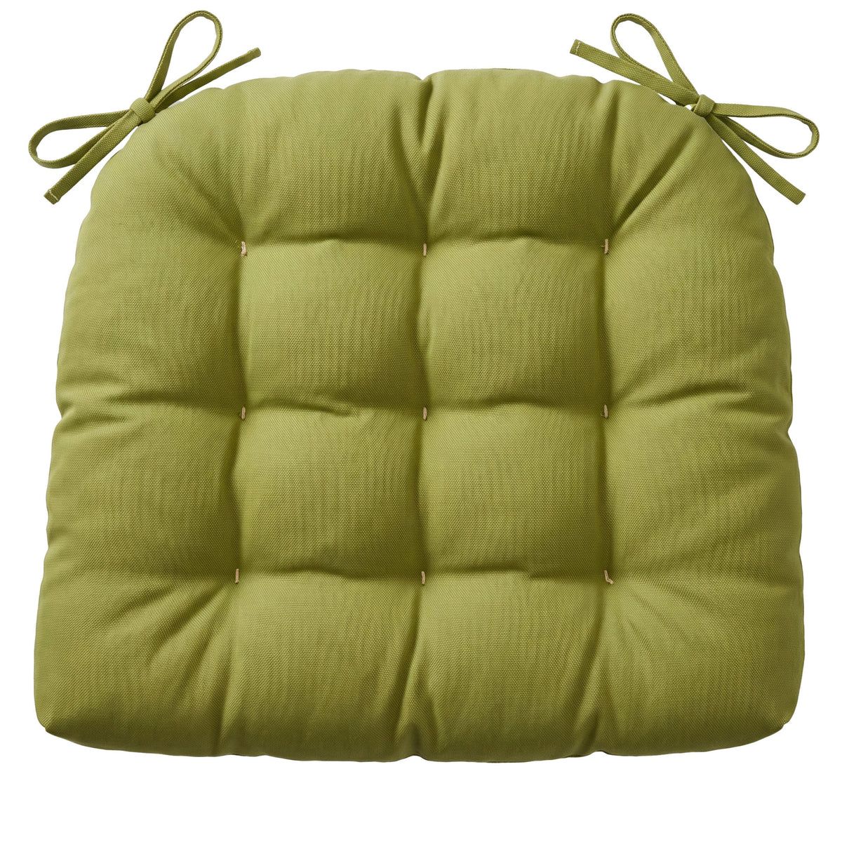 Cotton Duck Pear Green Solid Color Dining Chair Pad - Latex Foam Fill - Reversible