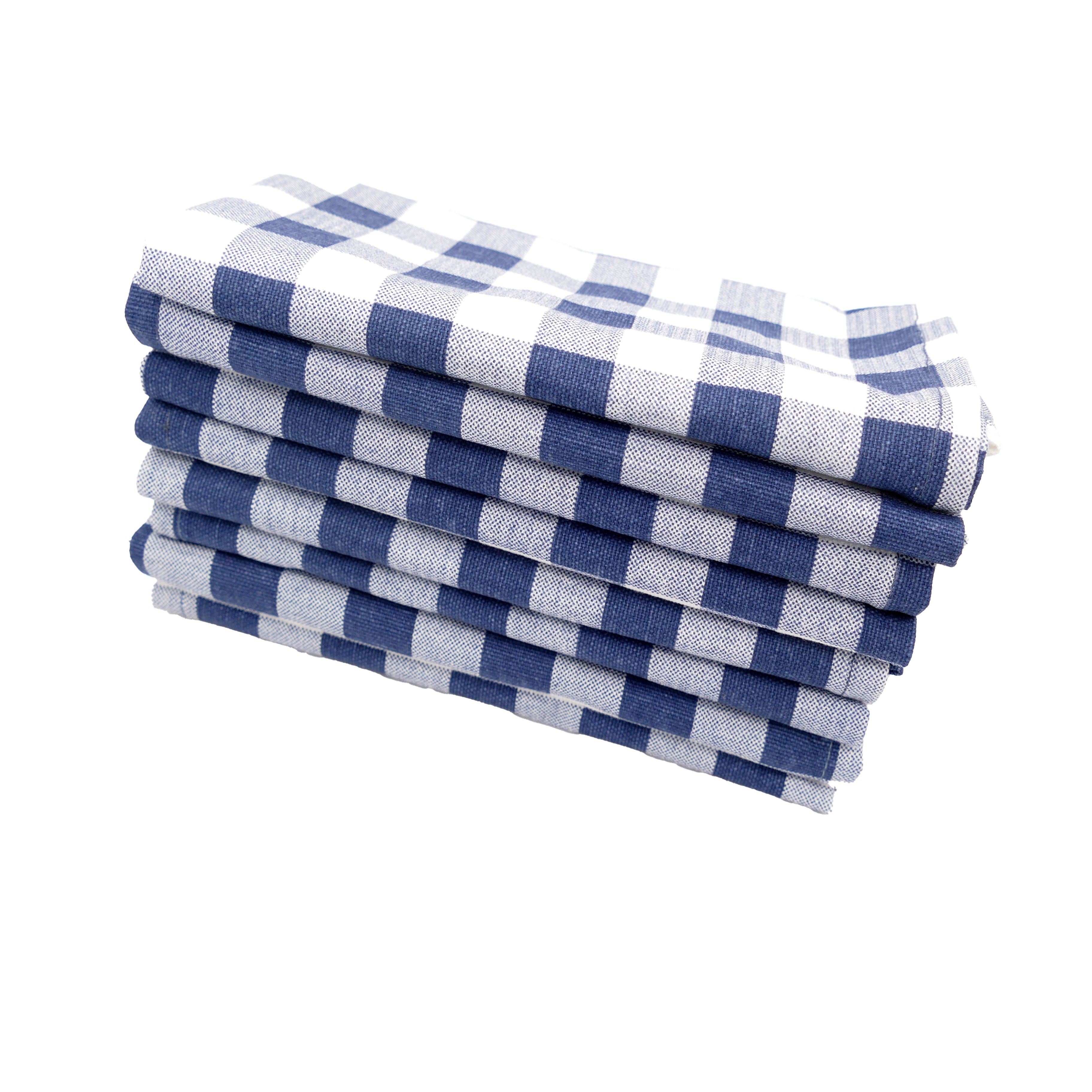Classic Check Blue Cloth Napkins Set of 4 or Set of 8