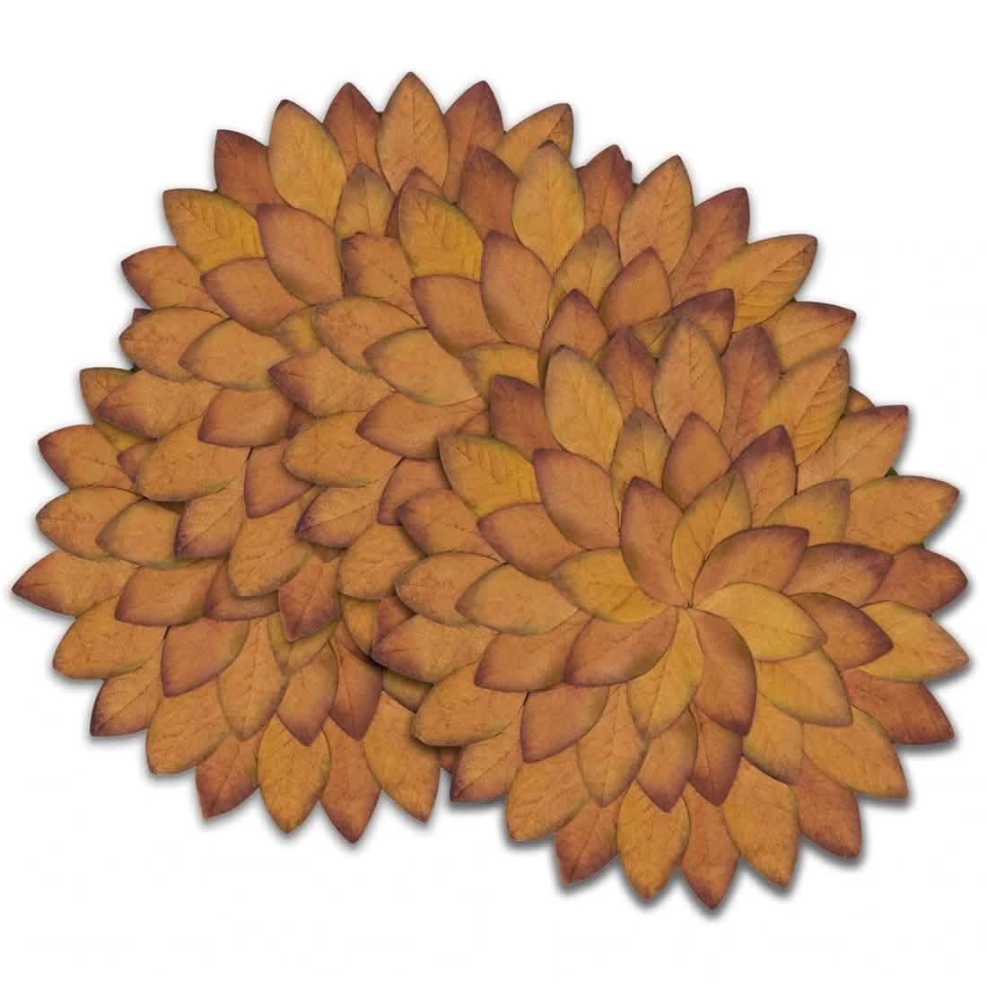 Harvest Fall Leaves Placemats - 15" Round, Set of 4 - Copper Leaf Pattern, Thanksgiving Holiday