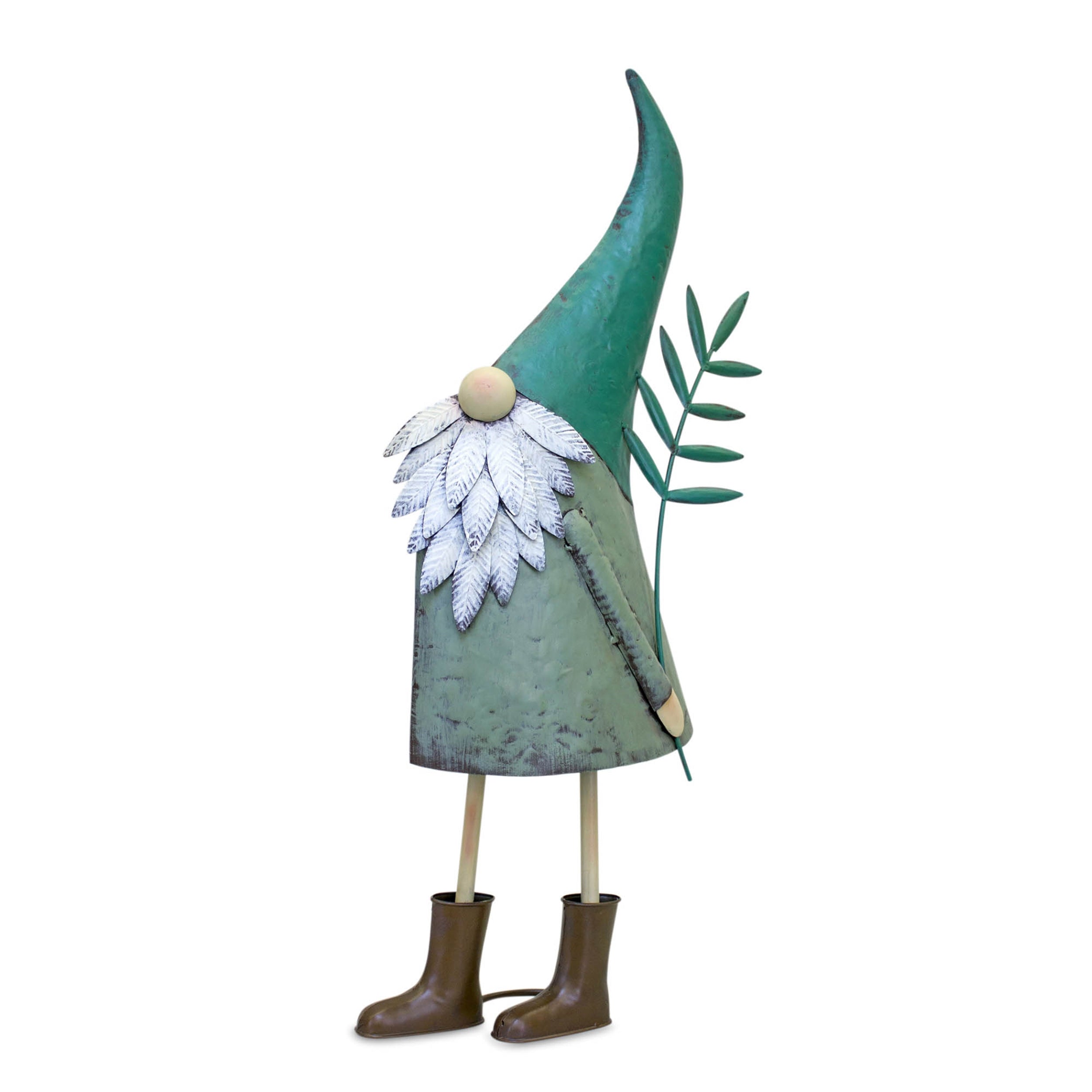 Garden Gnomes with Flowers, Iron - Set of 2
