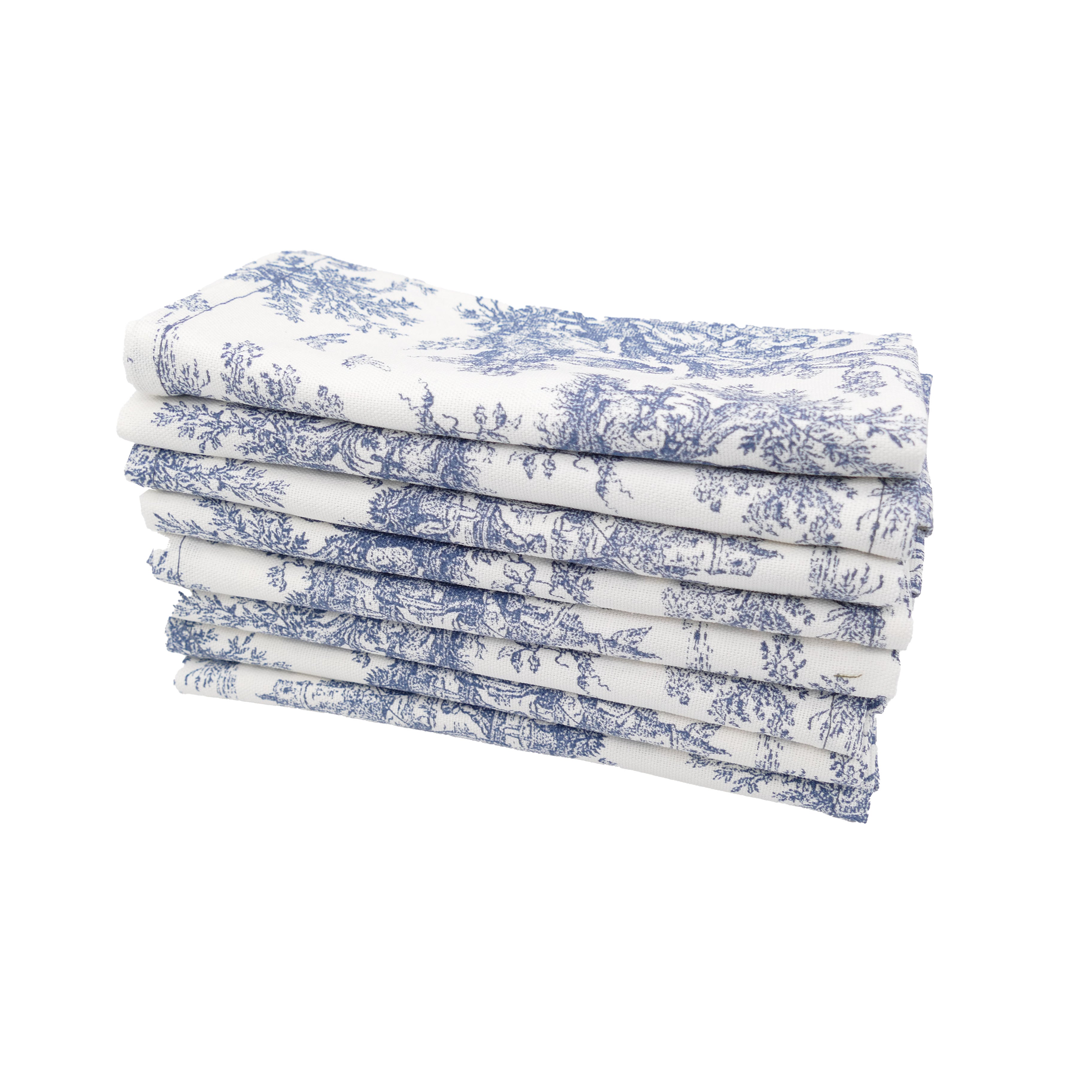 Jamille Toile Blue Cloth Napkins Set of 4 or Set of 8