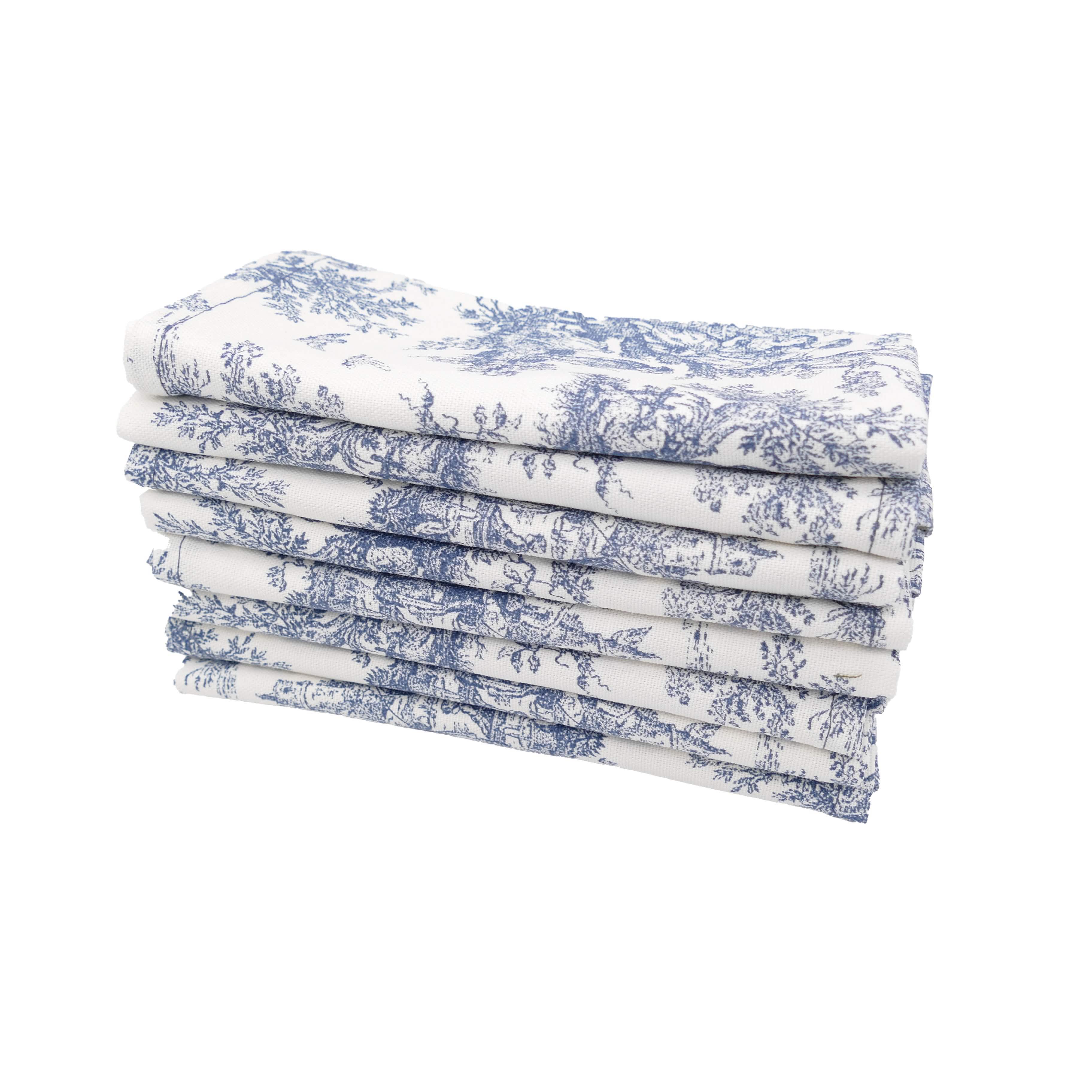 Jamille Toile Blue Cloth Napkins - Set of 8