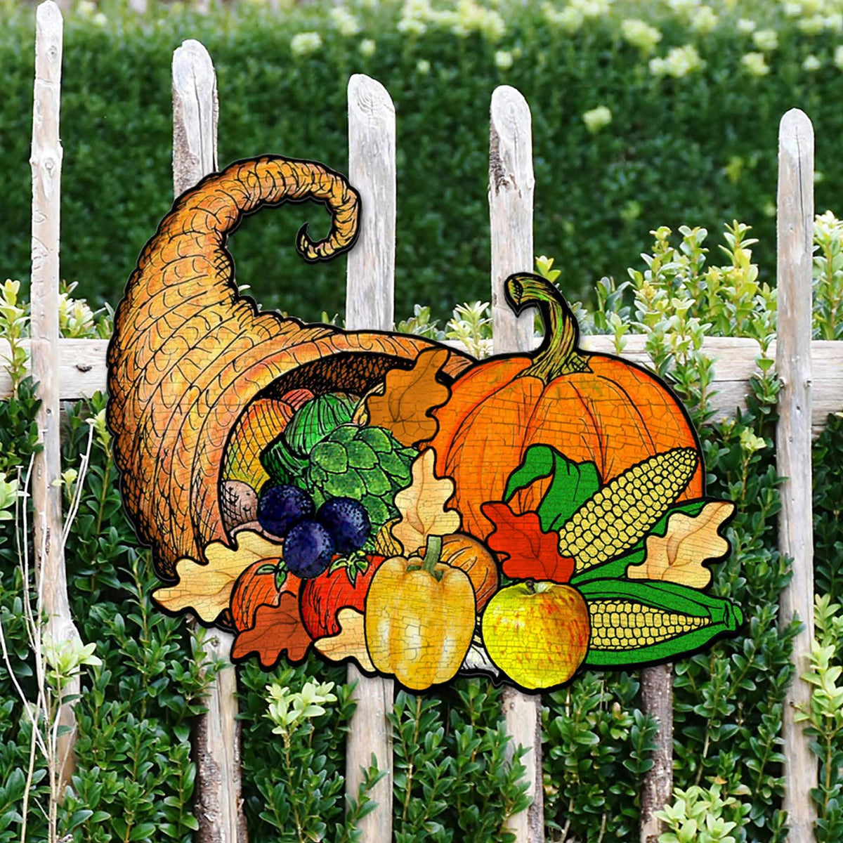 Thanksgiving Cornucopia Door Decor - Fall Pumpkins and Harvest Door Hanger