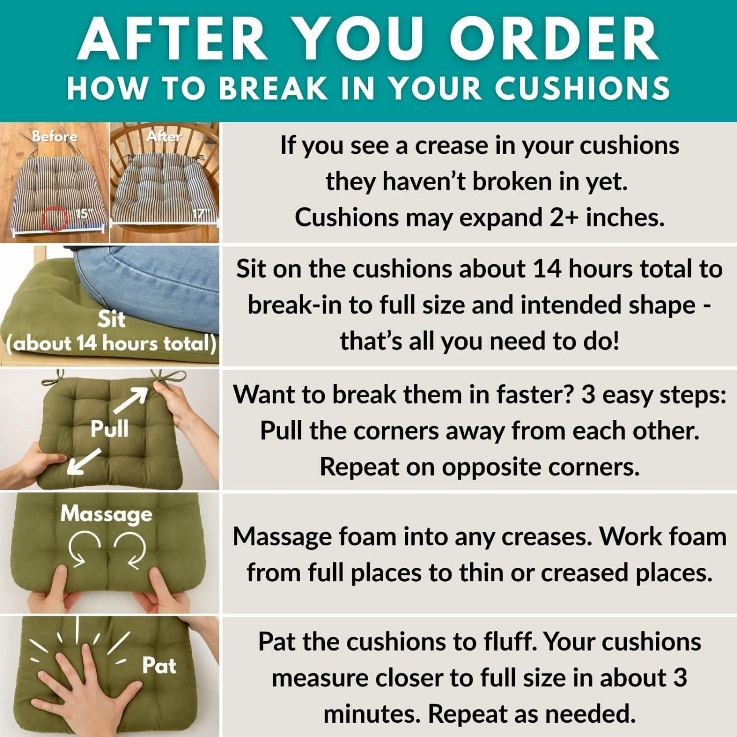 Micro-Suede Laurel Green Dining Chair Pads - Latex Foam Fill, Reversible