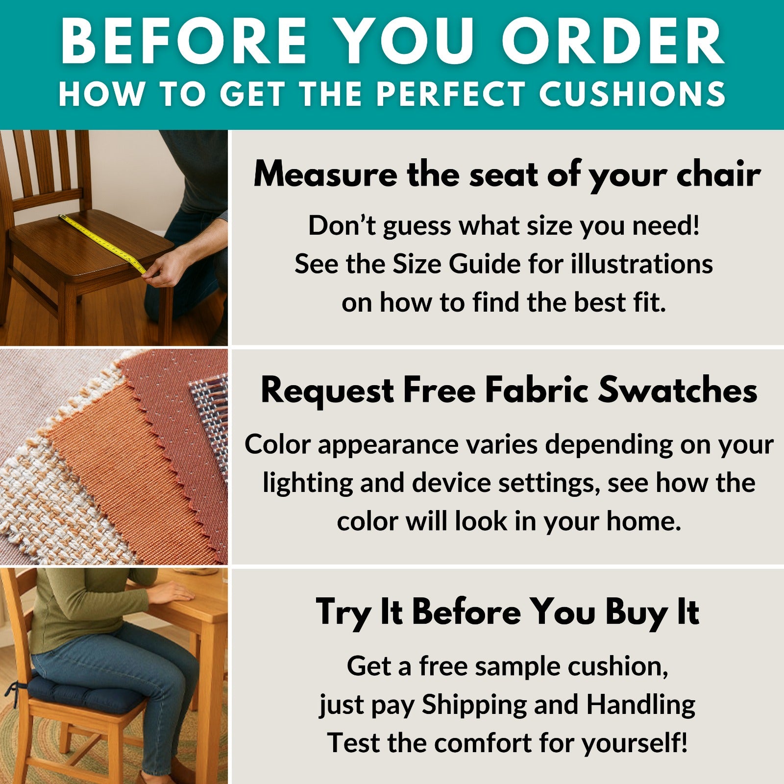 Brisbane Natural Dining Chair Pad - Latex Foam Fill - Reversible