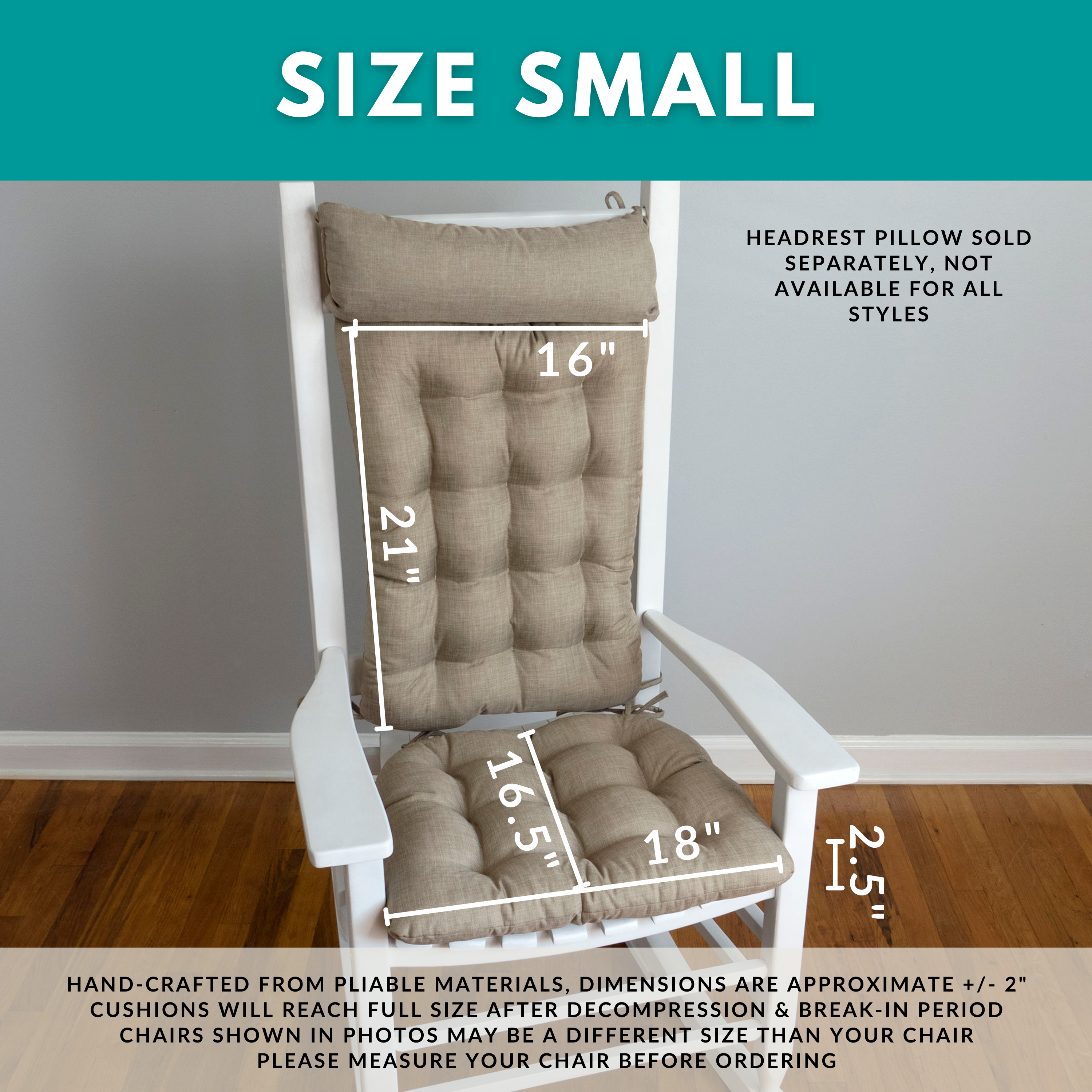 Rave Sand Porch Rocker Cushions - Latex Foam Fill