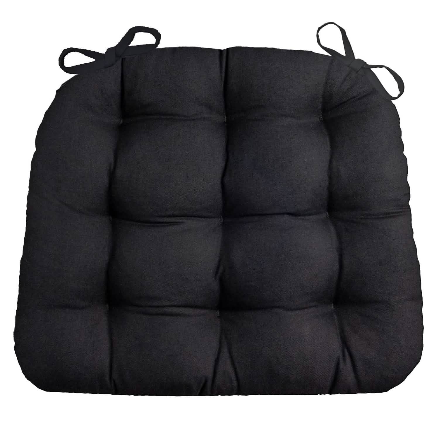 Cotton Duck Black Solid Color Dining Chair Pads - Barnett Home Decor - Black - Dark
