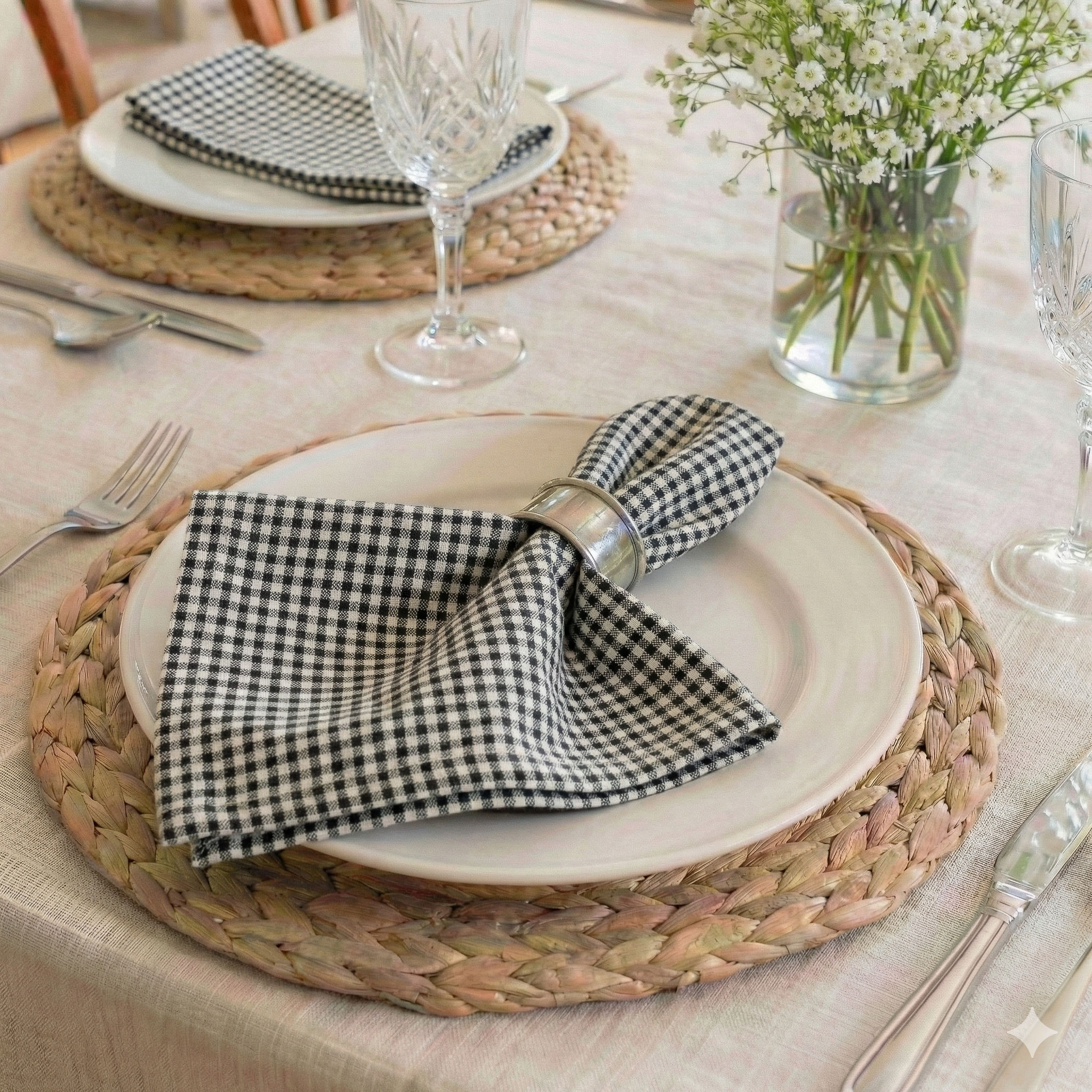 Madrid Black Cloth Napkins - Set of 8
