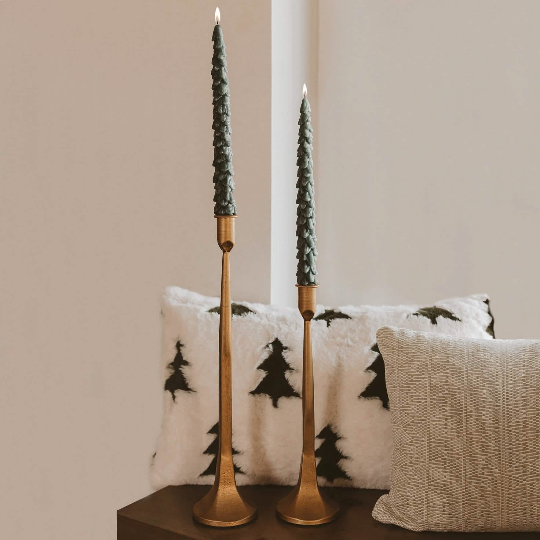 Cast Iron Taper Candle Holders - Gold Tone