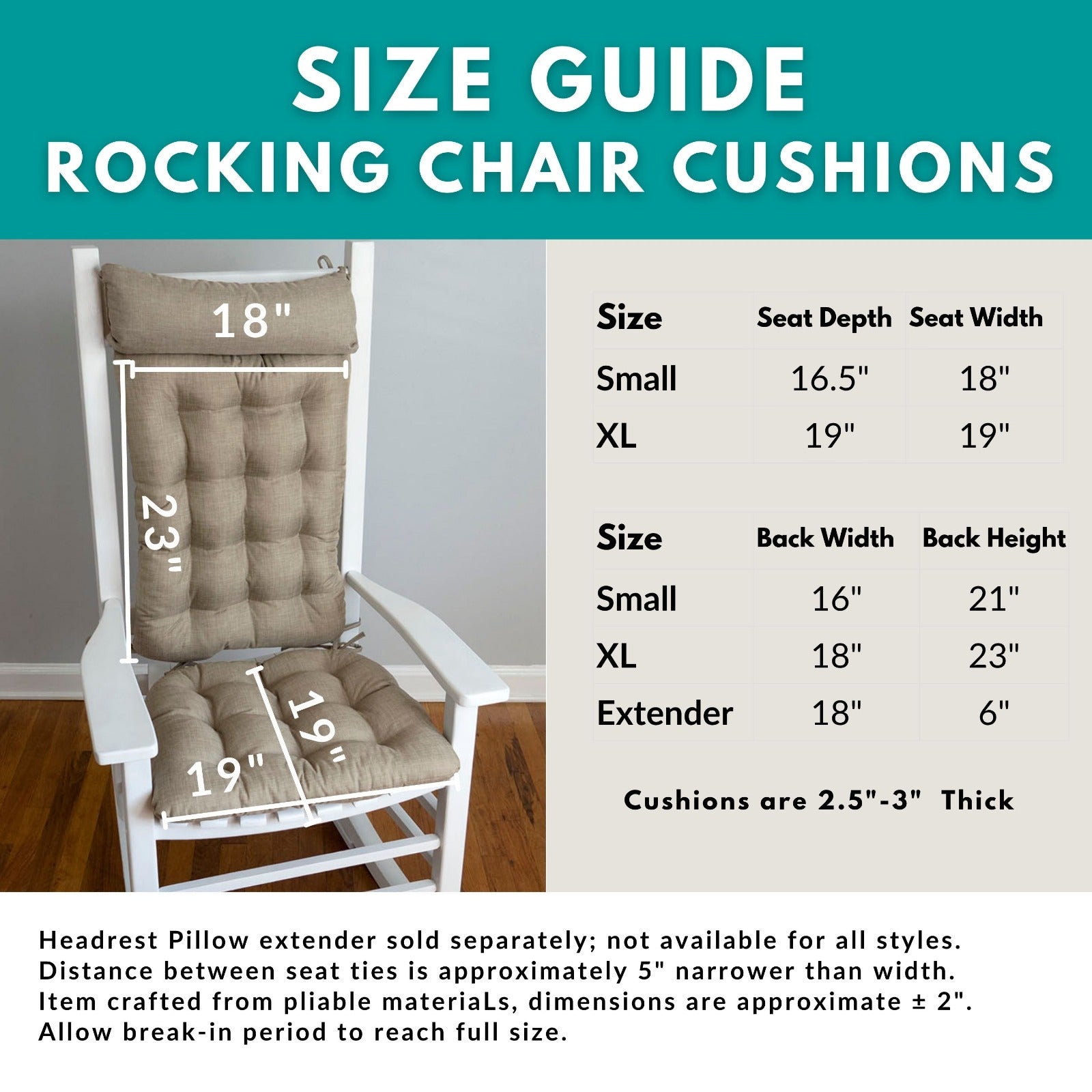 Bethanne Blue Floral Rocking Chair Cushions - Never Flatten Rocker Chair Cushion