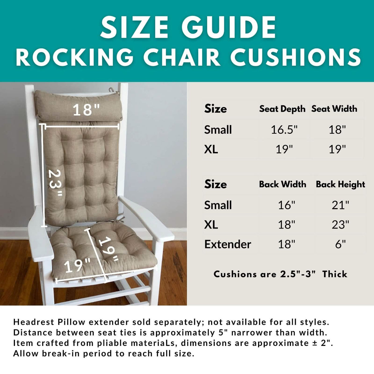 Tibet Spa Rocking Chair Cushions - Latex Foam Fill