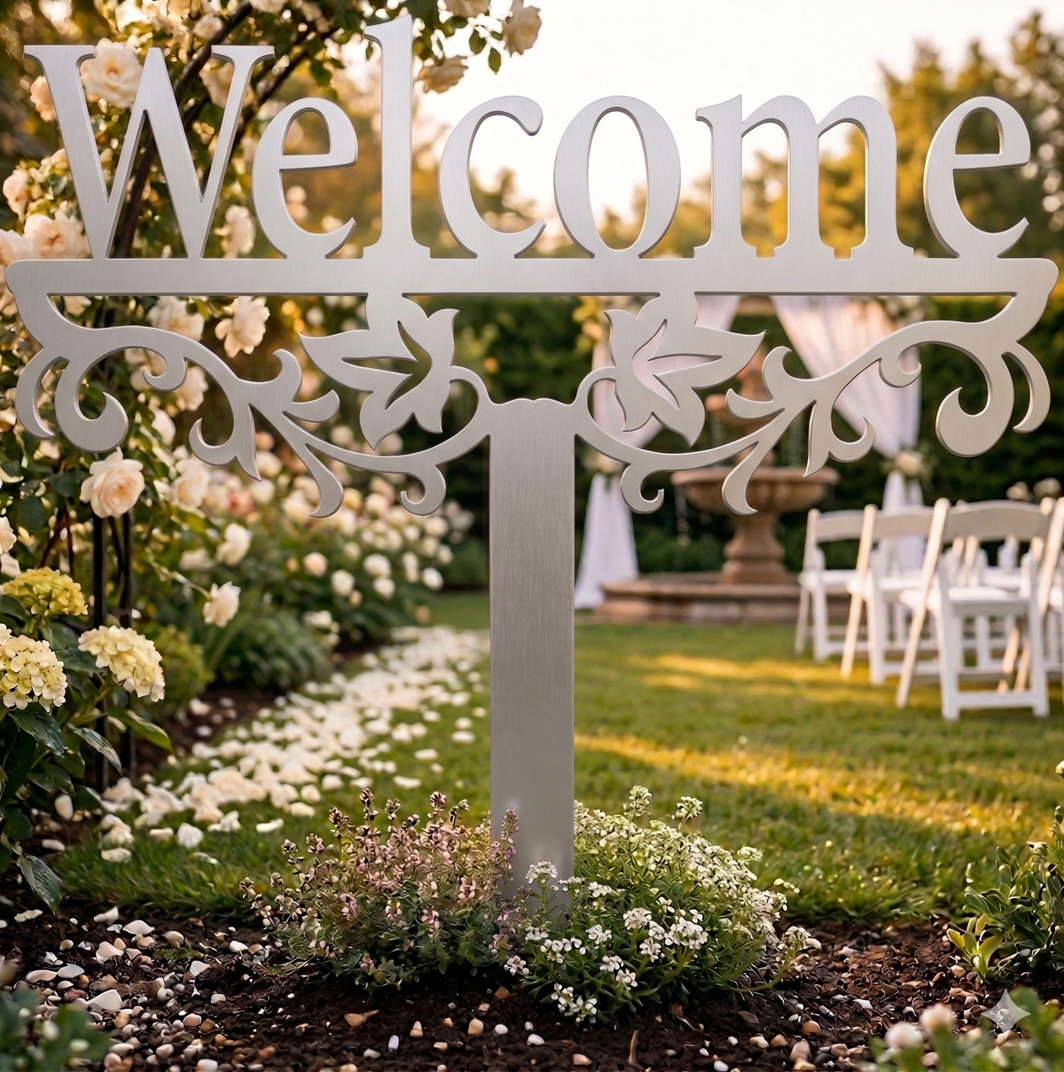 Welcome Sign Yard Stake - Outdoor Decor - Metal