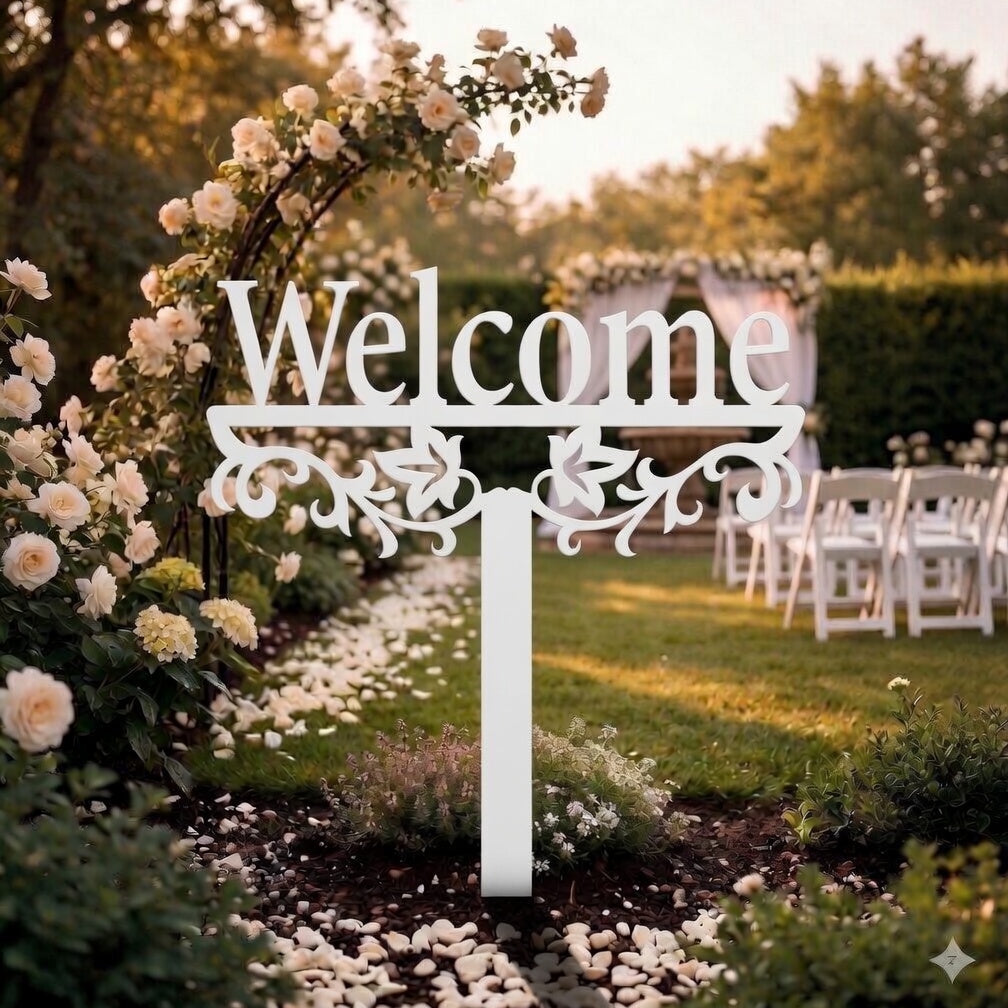 Welcome Sign Yard Stake - Outdoor Decor - Metal