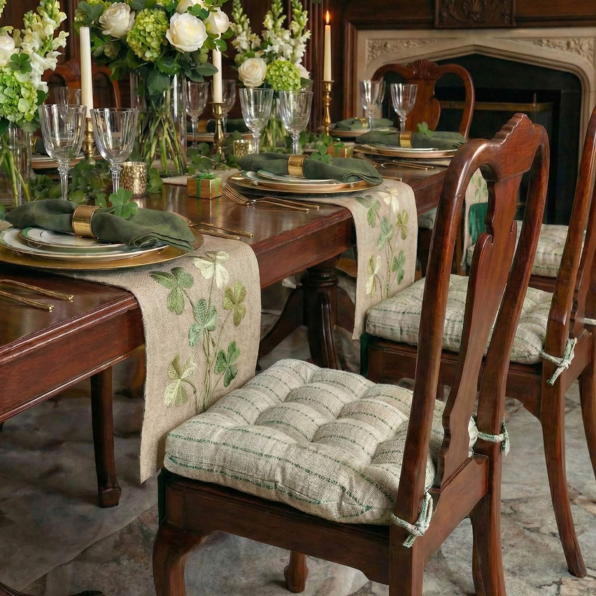 Avante Green Dining Chair Pads - Latex Foam Fill, Reversible - Made in USA
