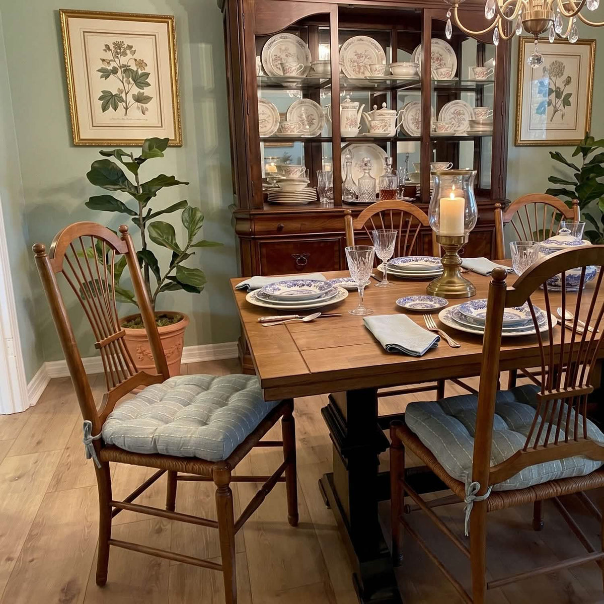 turquoise dining chair cushions tie-back dining chairs in formal dining room decorated in traditional style