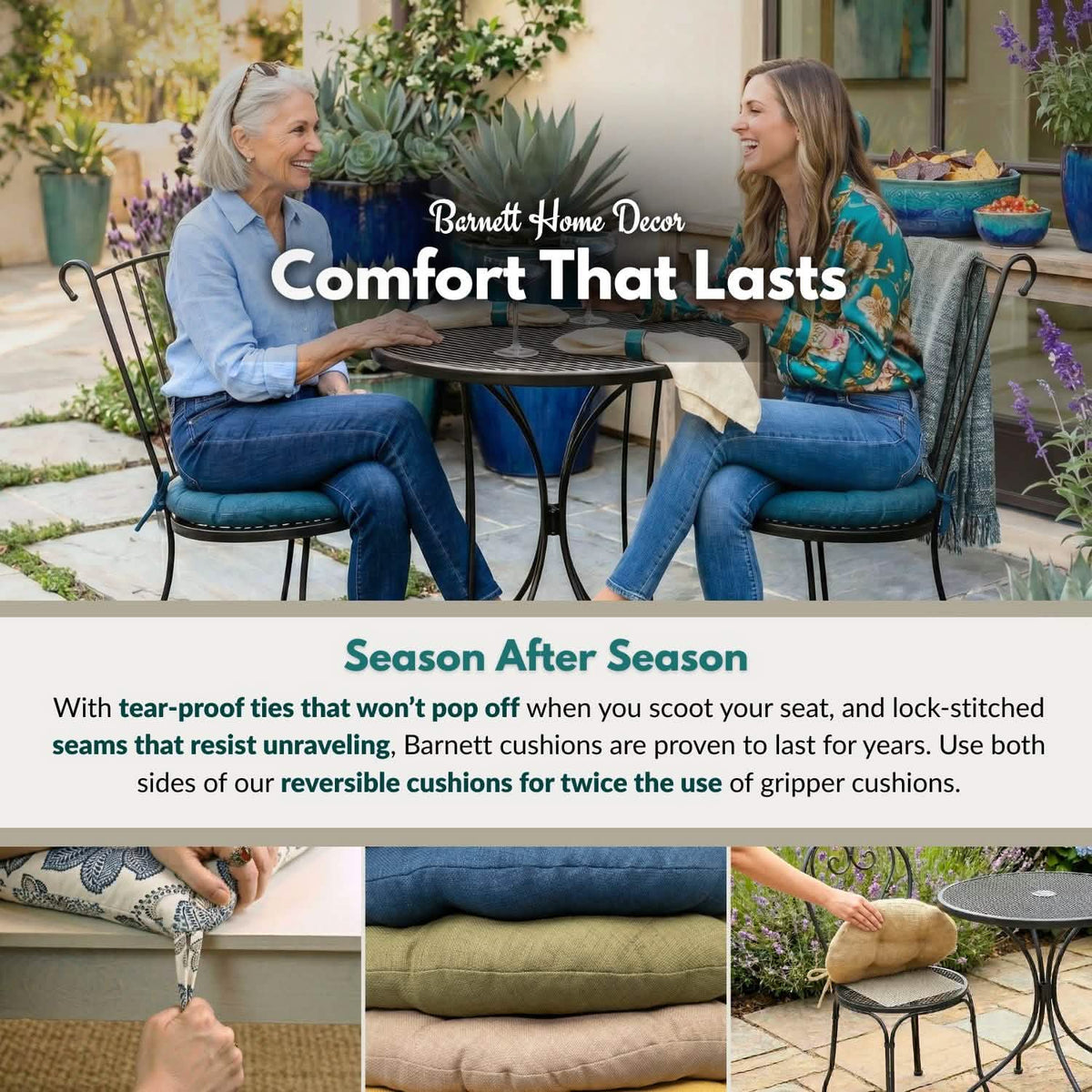 Bistro Chair Cushion - Rave Graphite Grey - 16" Round Chair Pad - Indoor / Outdoor