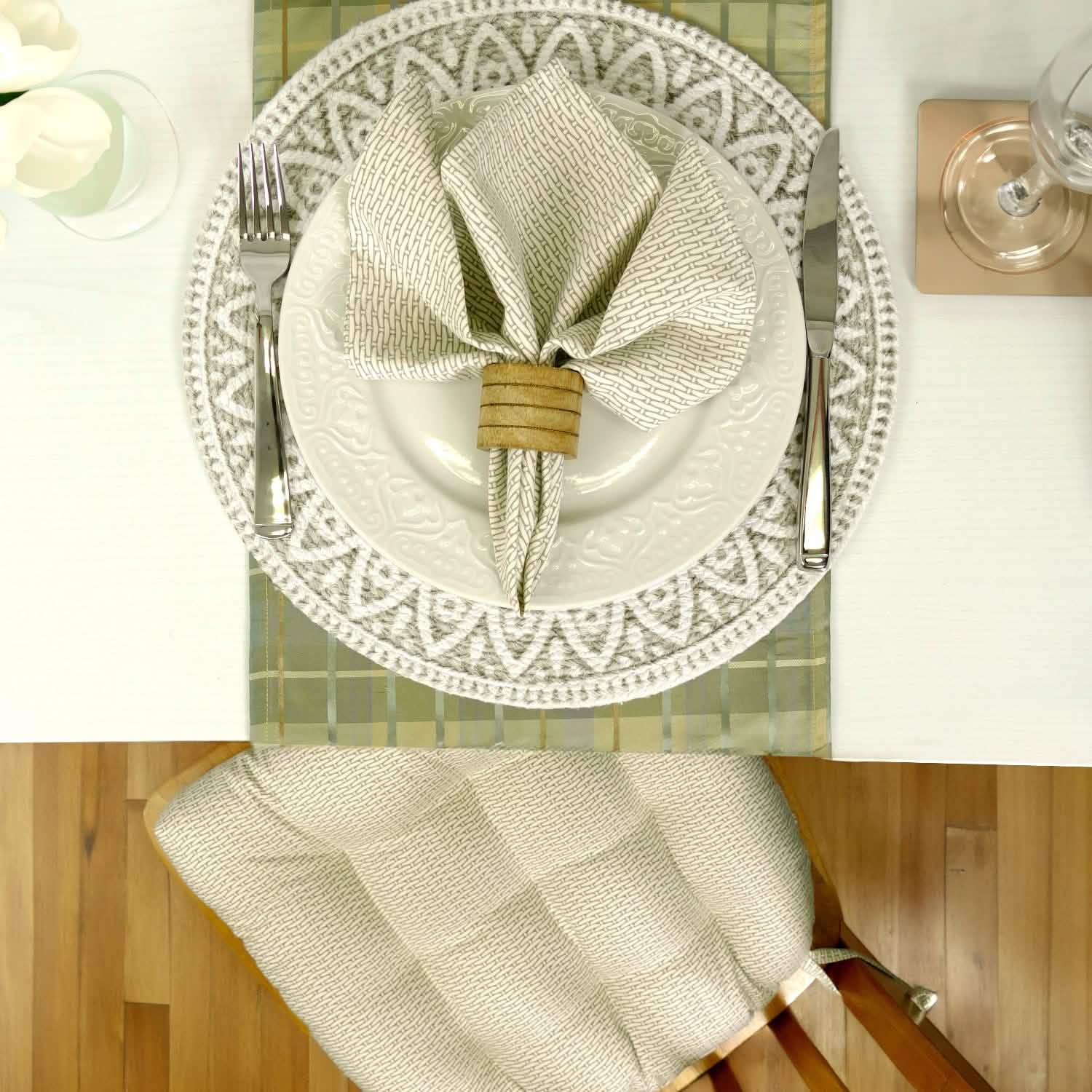 Basketweave Dove Cloth Napkins Set of 4