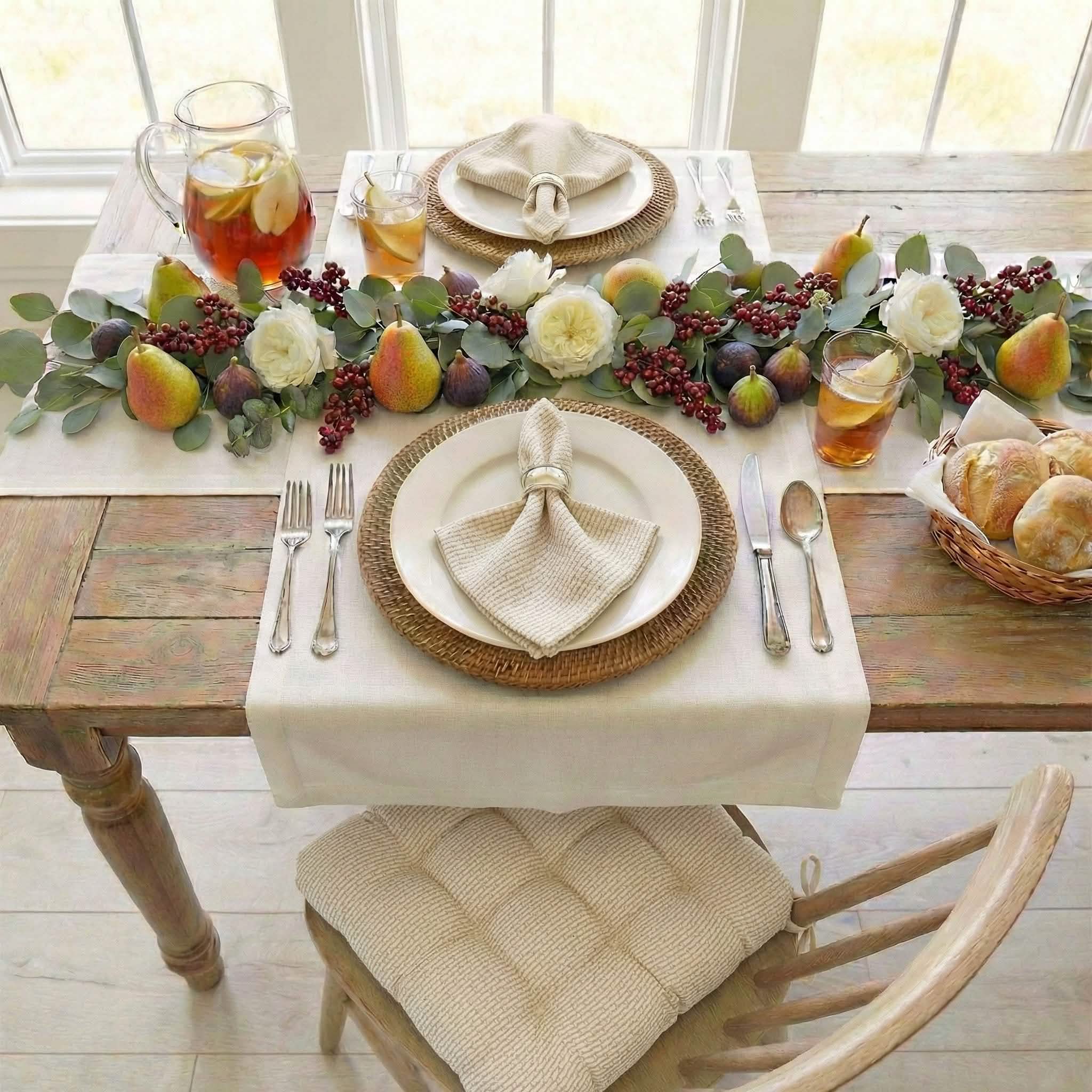 Basketweave Natural Cloth Napkins - Set of 8