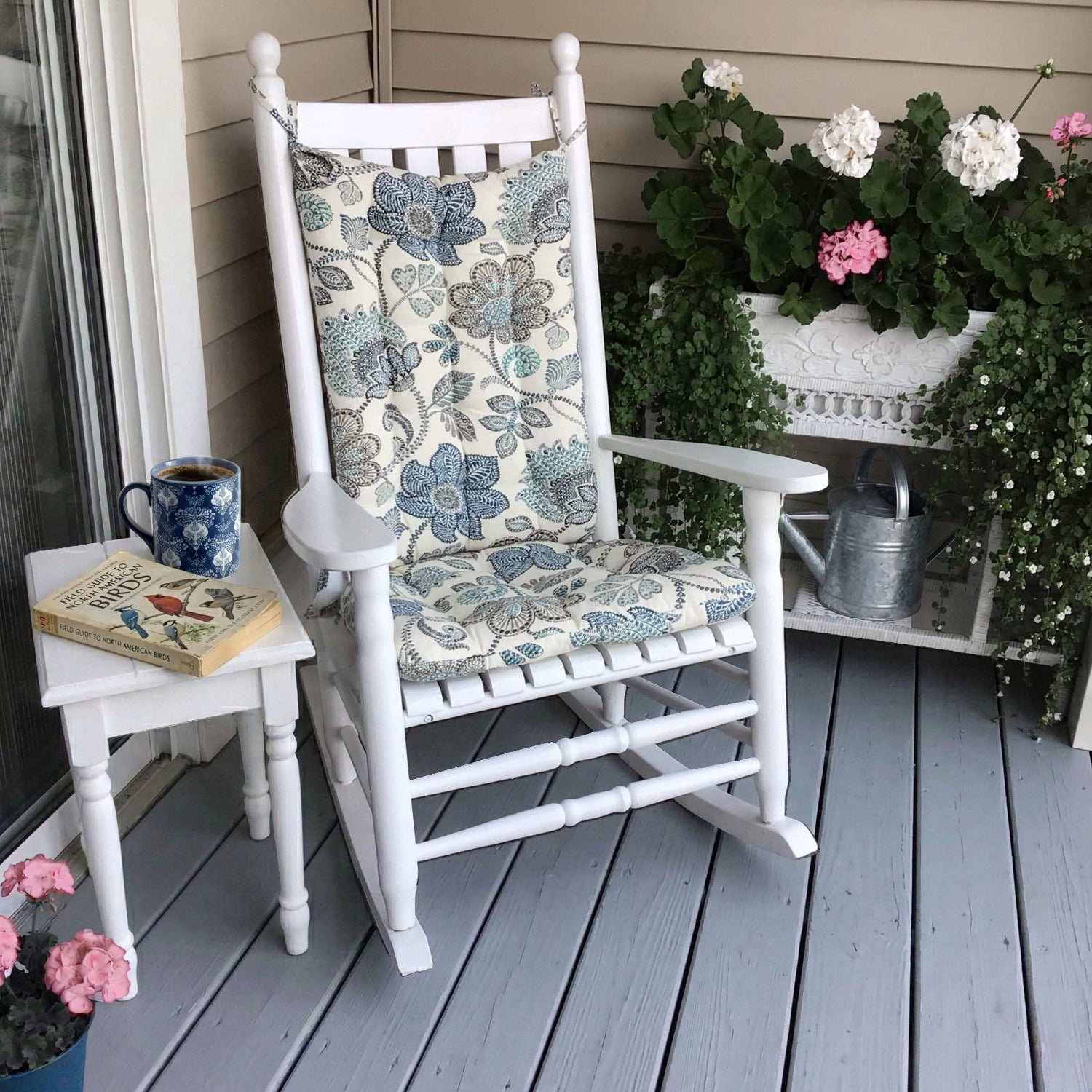 Barnett Home Decor Boutique Floral Blue Rocking Chair Cushion