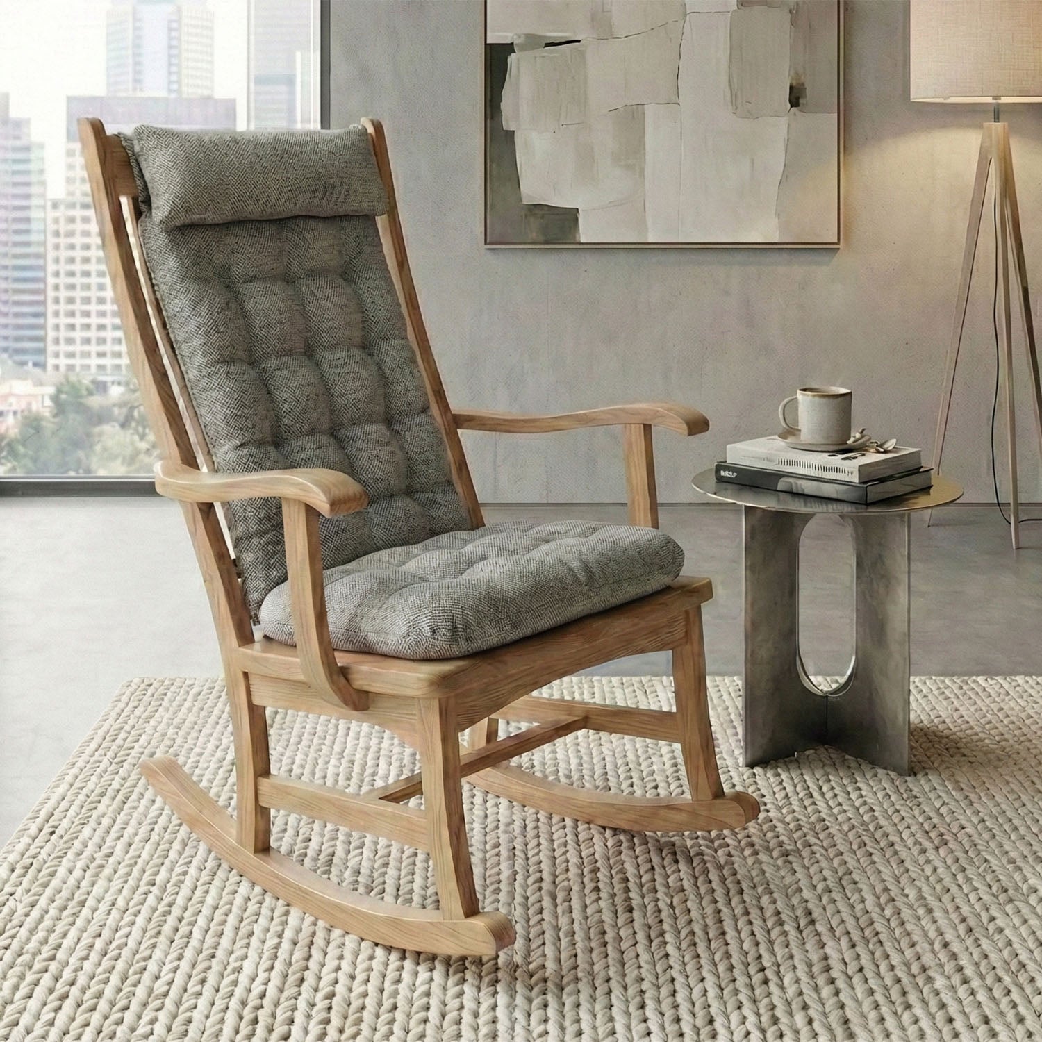 Brisbane Silver Grey Rocking Chair Cushions - Latex Foam