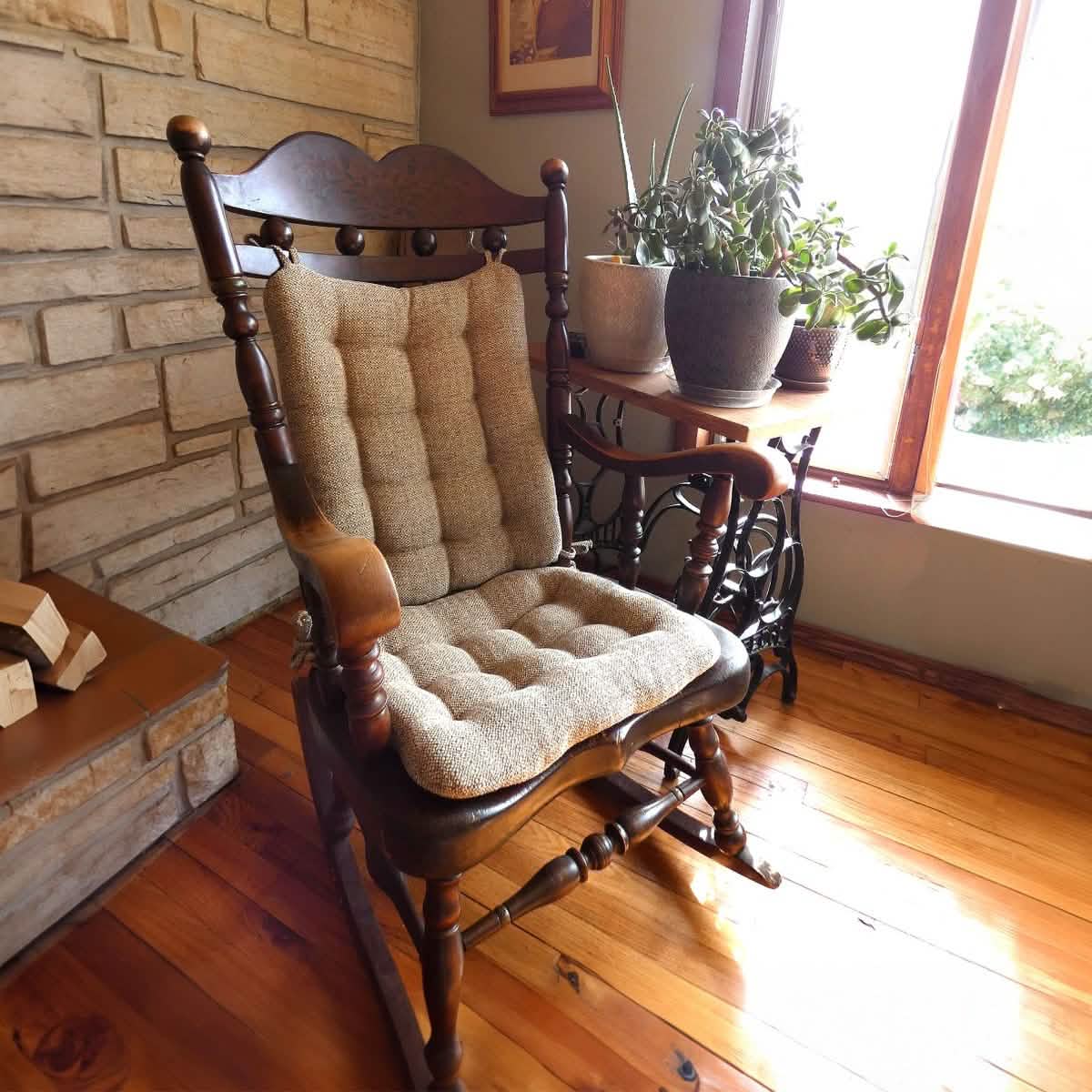 Tan Rocking Chair Cushion Pads