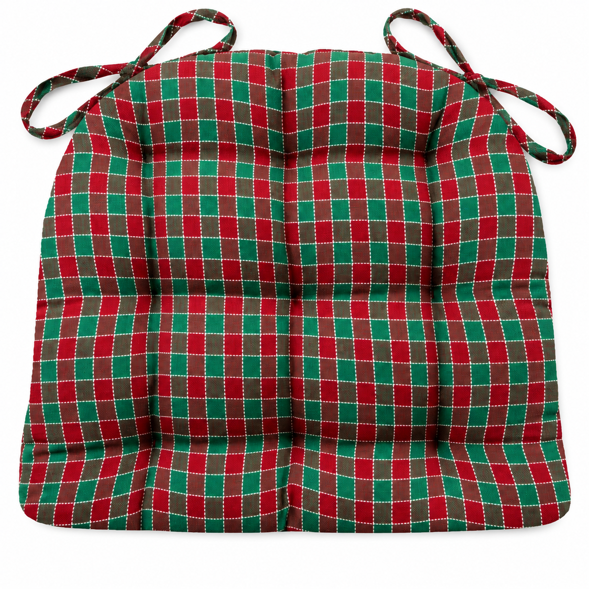 Checkers Red and Green Chair Pad - Latex Foam Fill