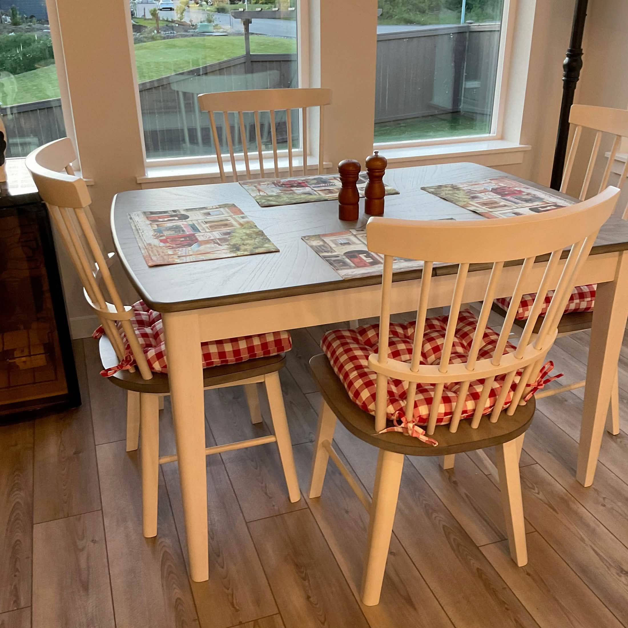 Classic Check Red Dining Chair Pads - Latex Foam Fill