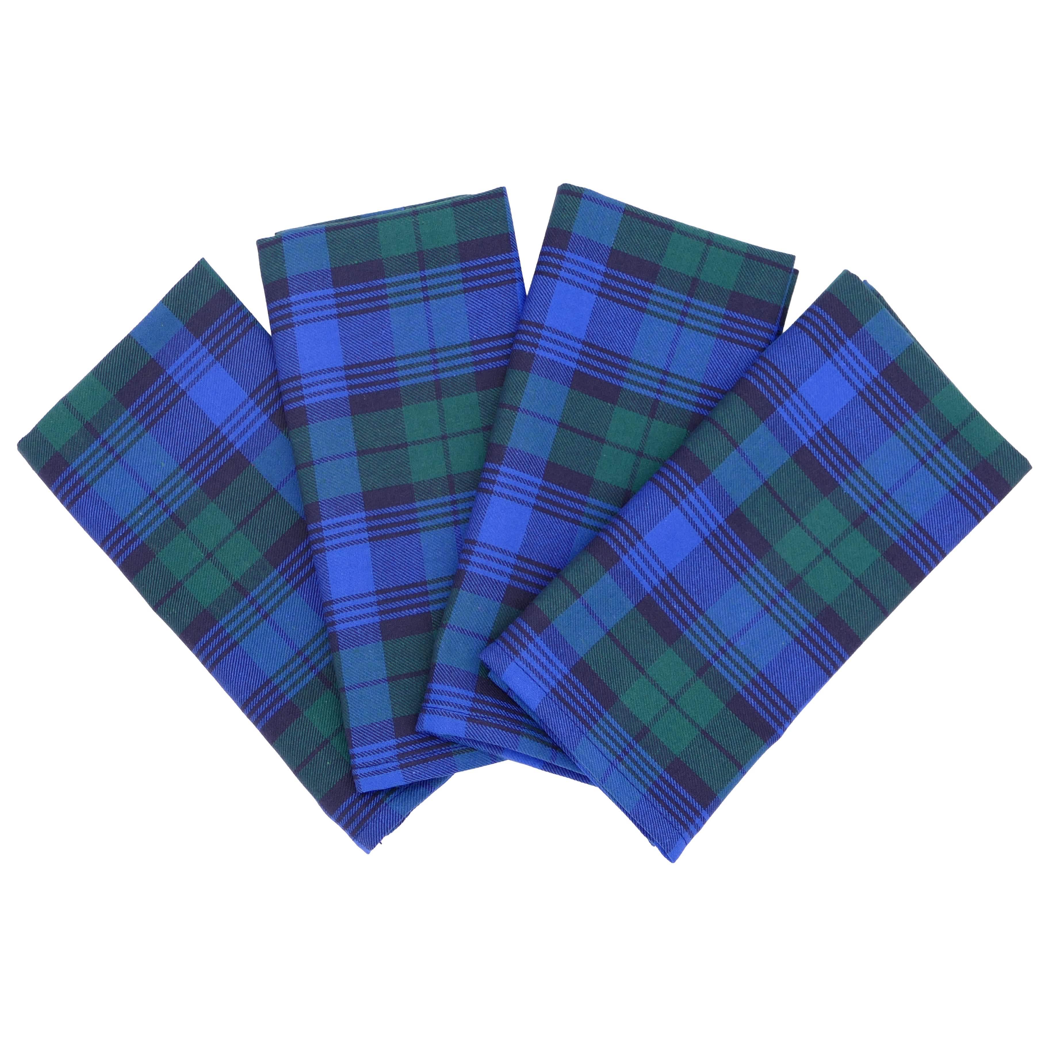 Tartan Blue Cloth Napkins Set of 4 or Set of 8