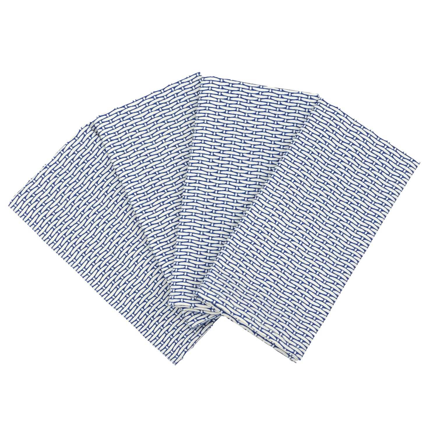 Basketweave Blue Cloth Napkins Set of 4 or Set of 8