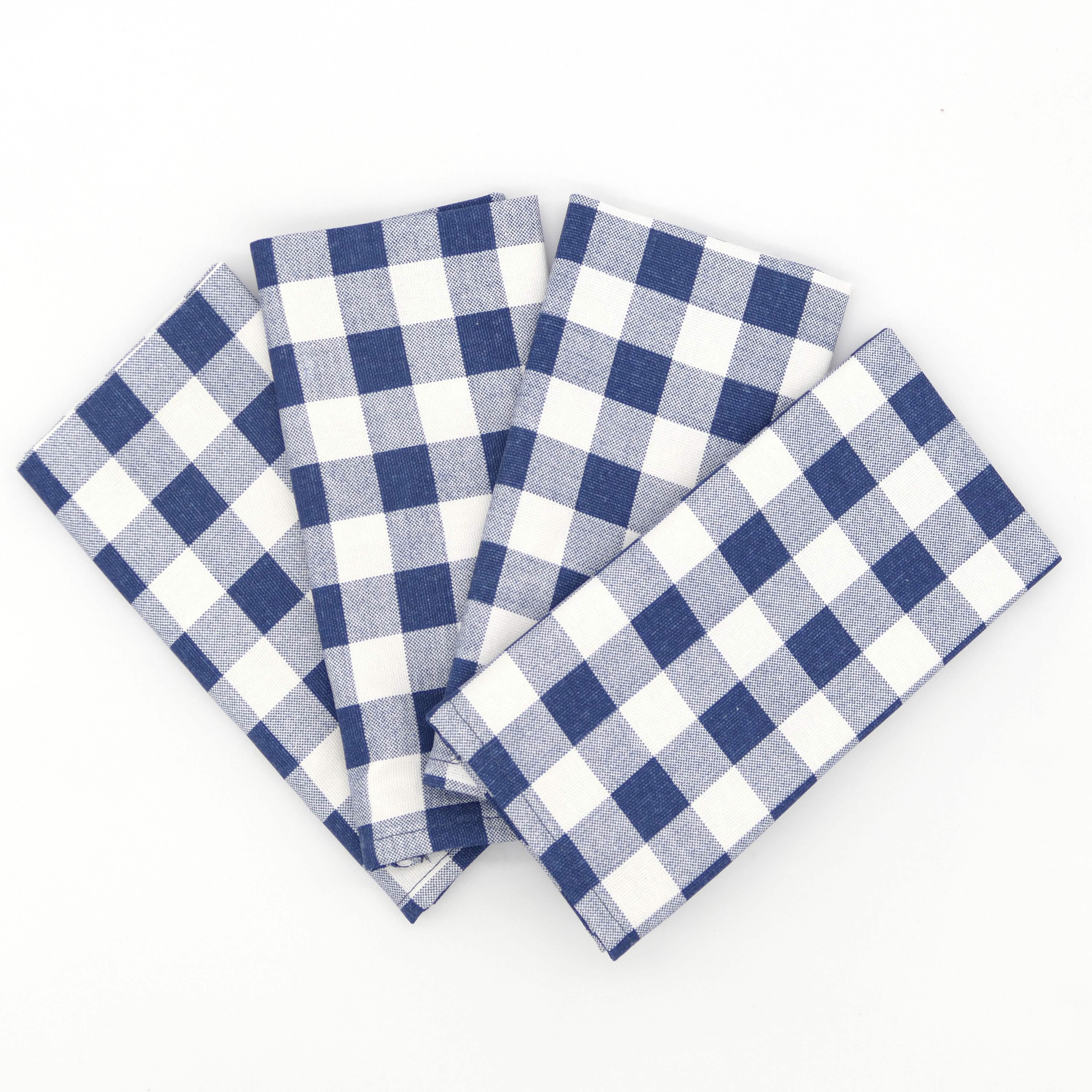 Classic Check Blue Cloth Napkins Set of 4 or Set of 8