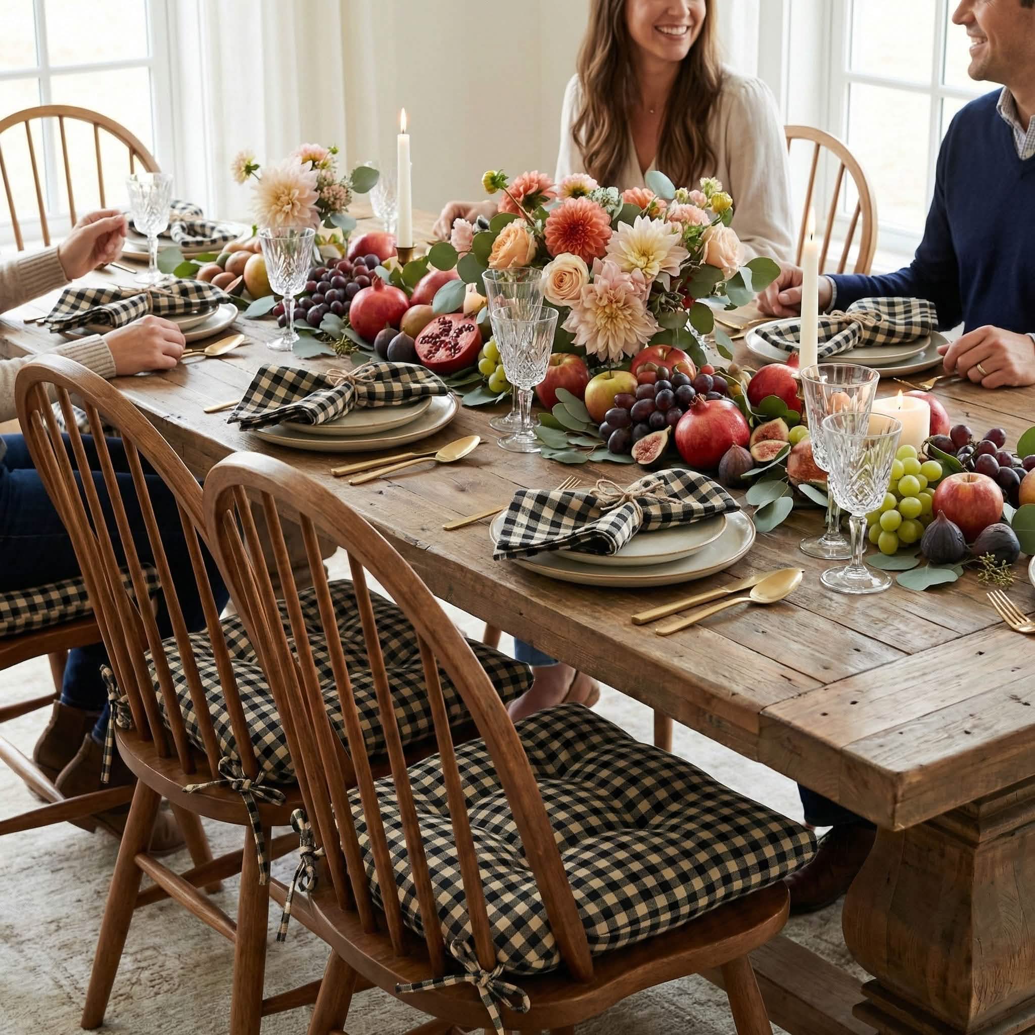 Farmhouse Check Black Cloth Napkins - Set of 8