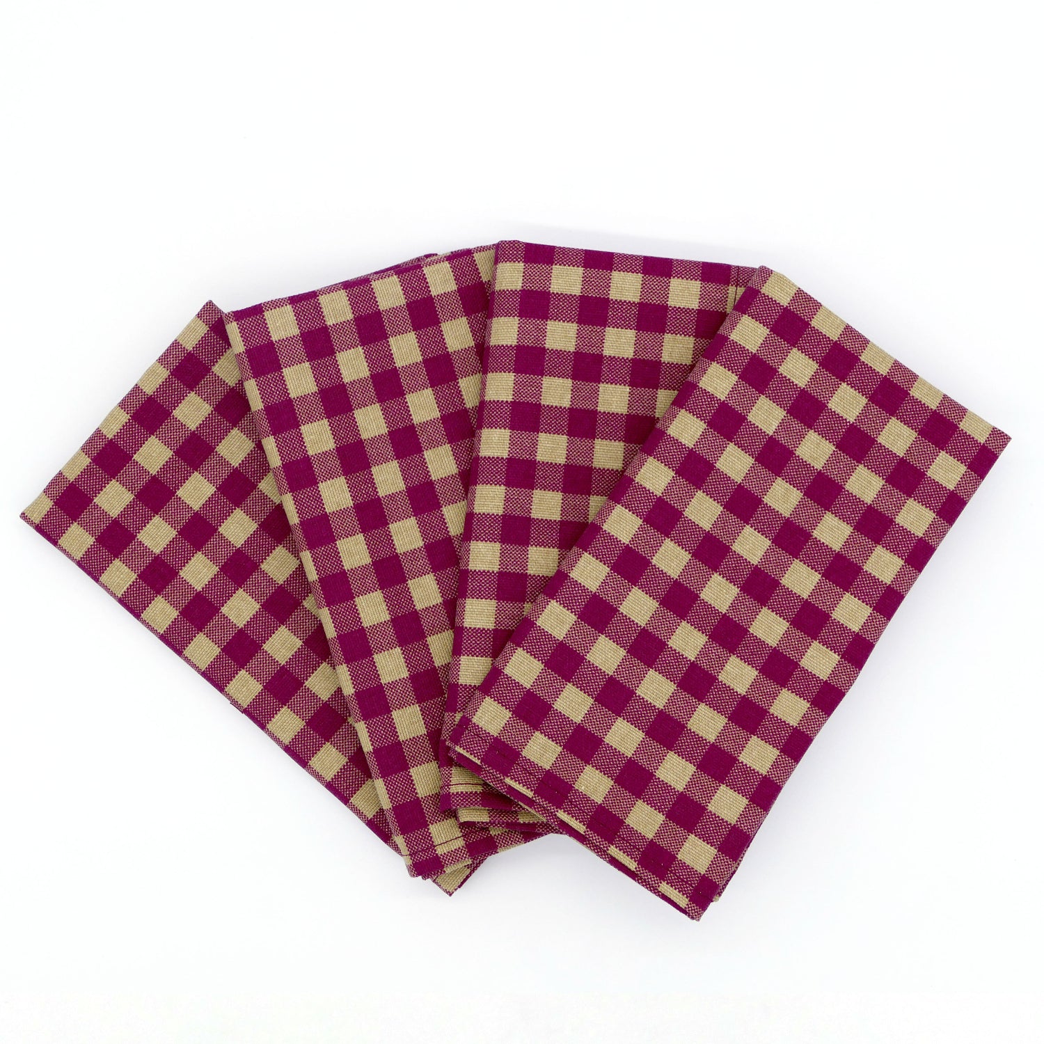 red and tan check cloth napkins