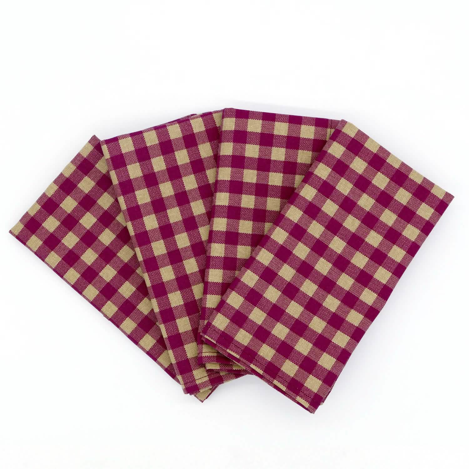 red and tan check cloth napkins