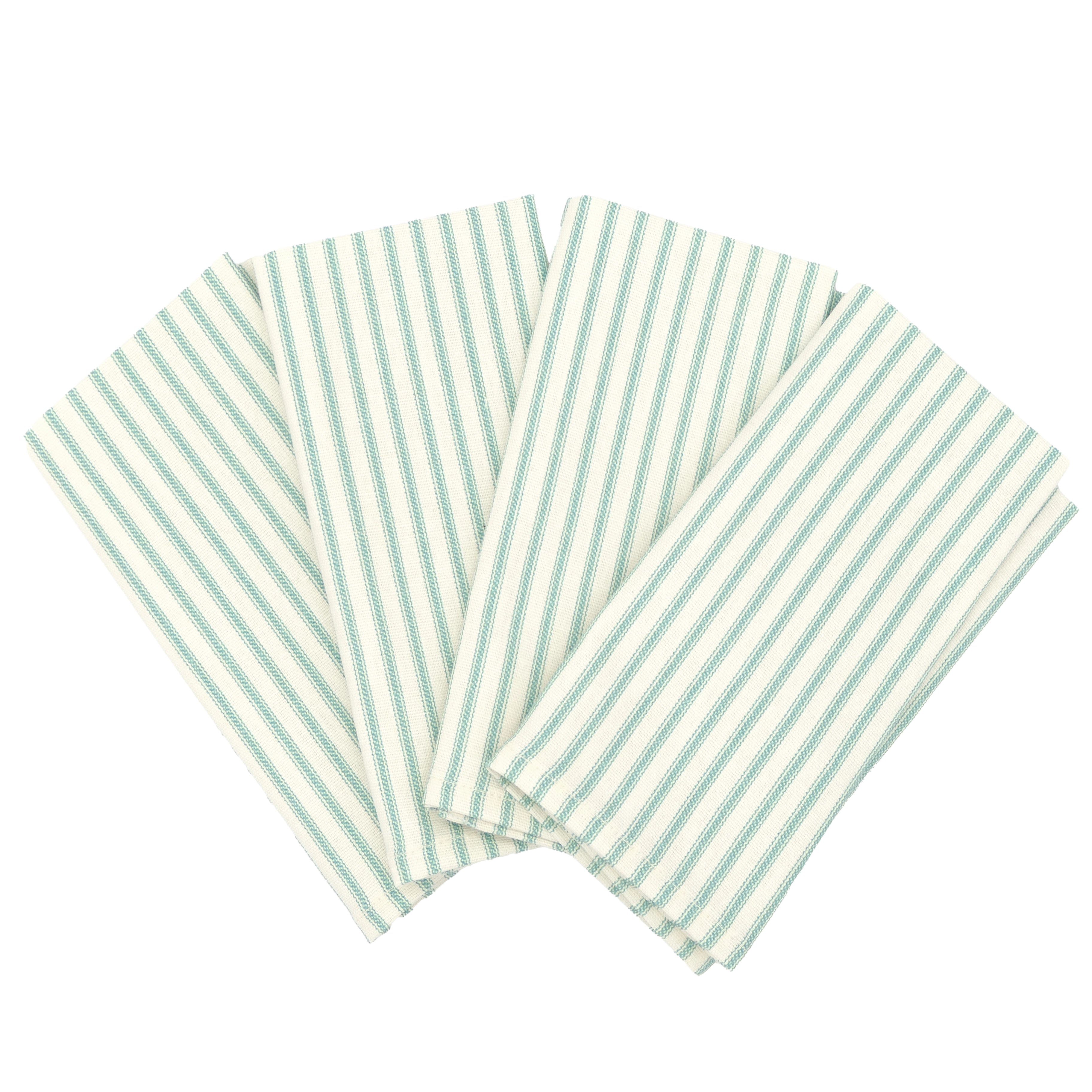 Ticking Stripe Aqua Cloth Napkins Set of 4