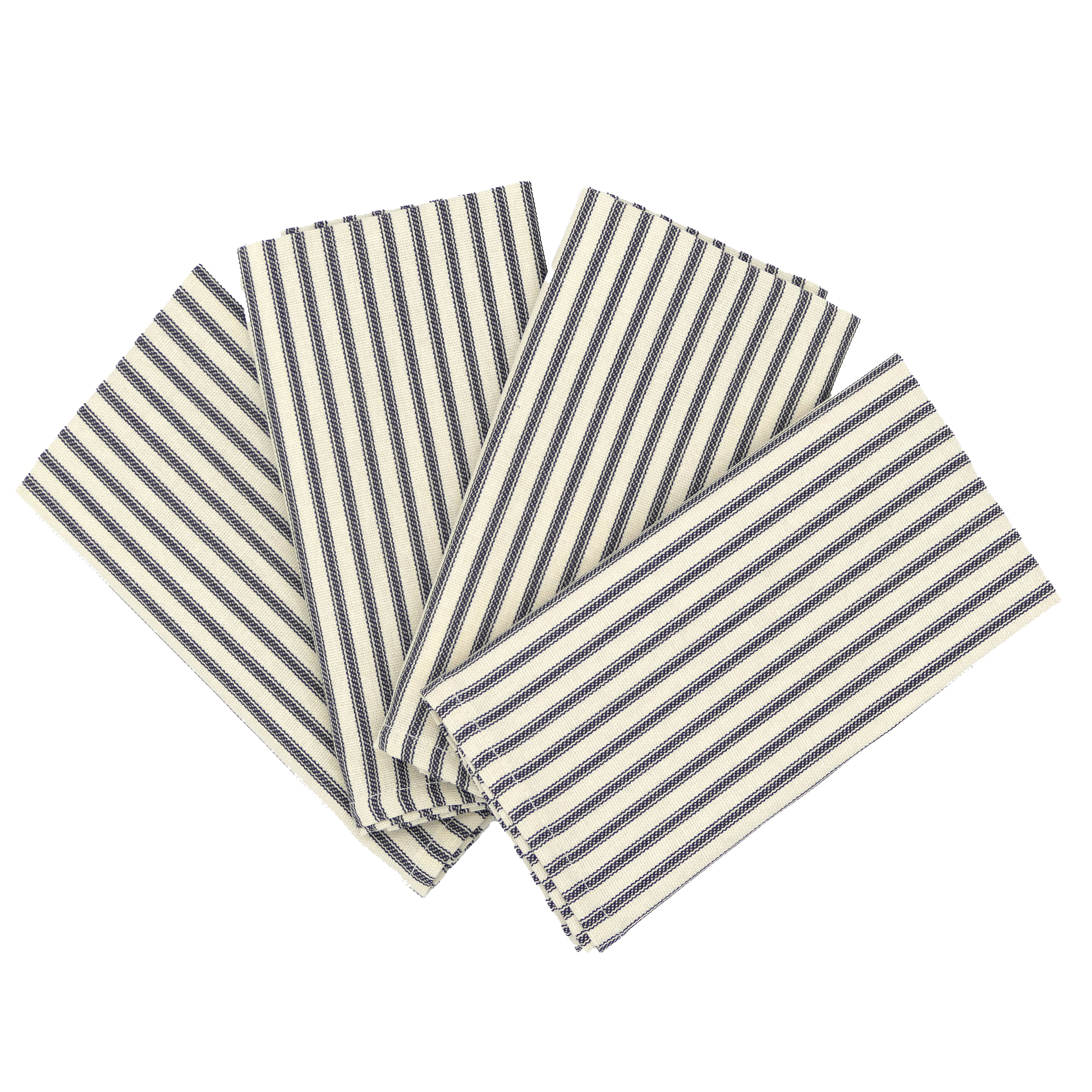 Ticking Stripe Black Cloth Napkins Set of 4