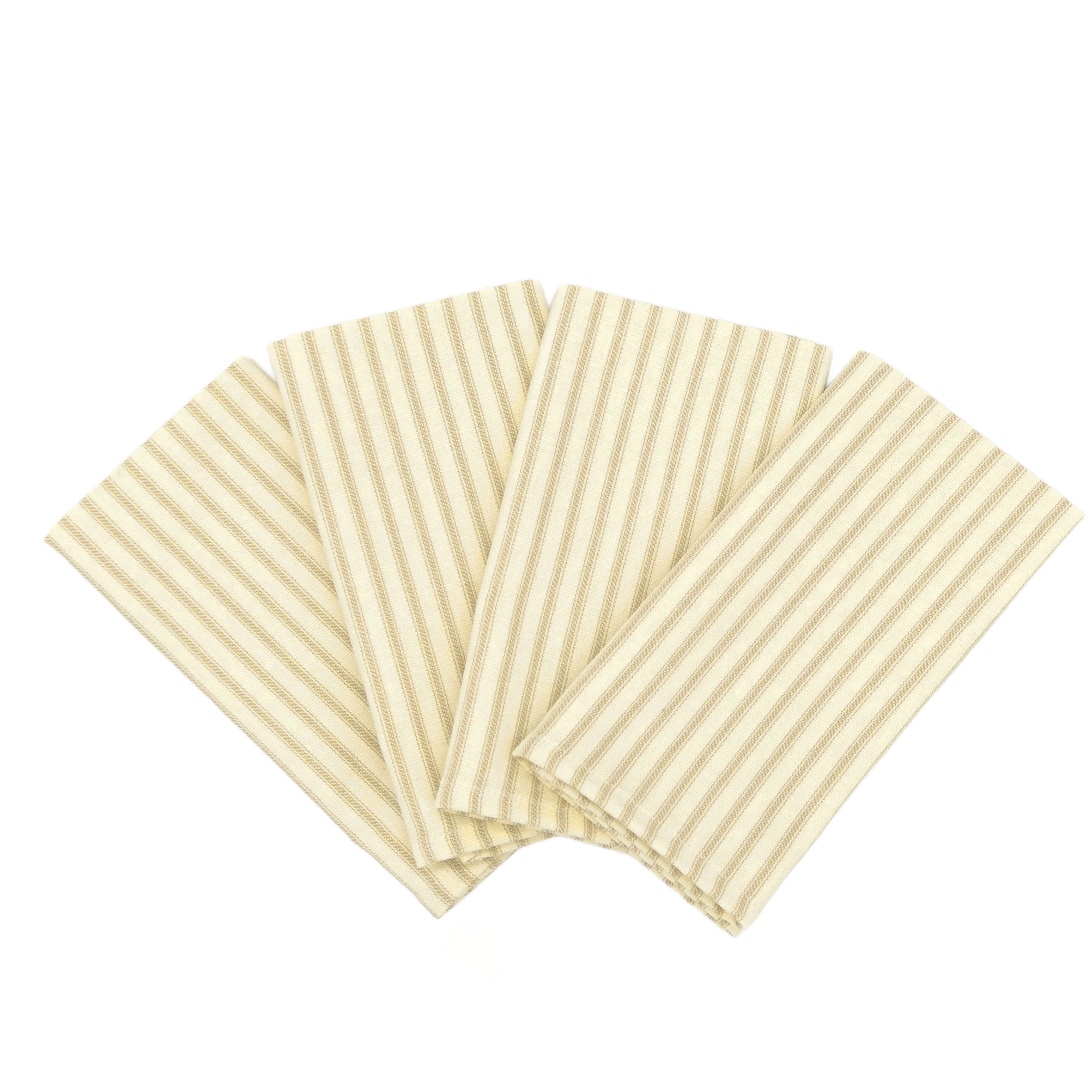 Ticking Stripe Natural Cloth Napkins Set of 8