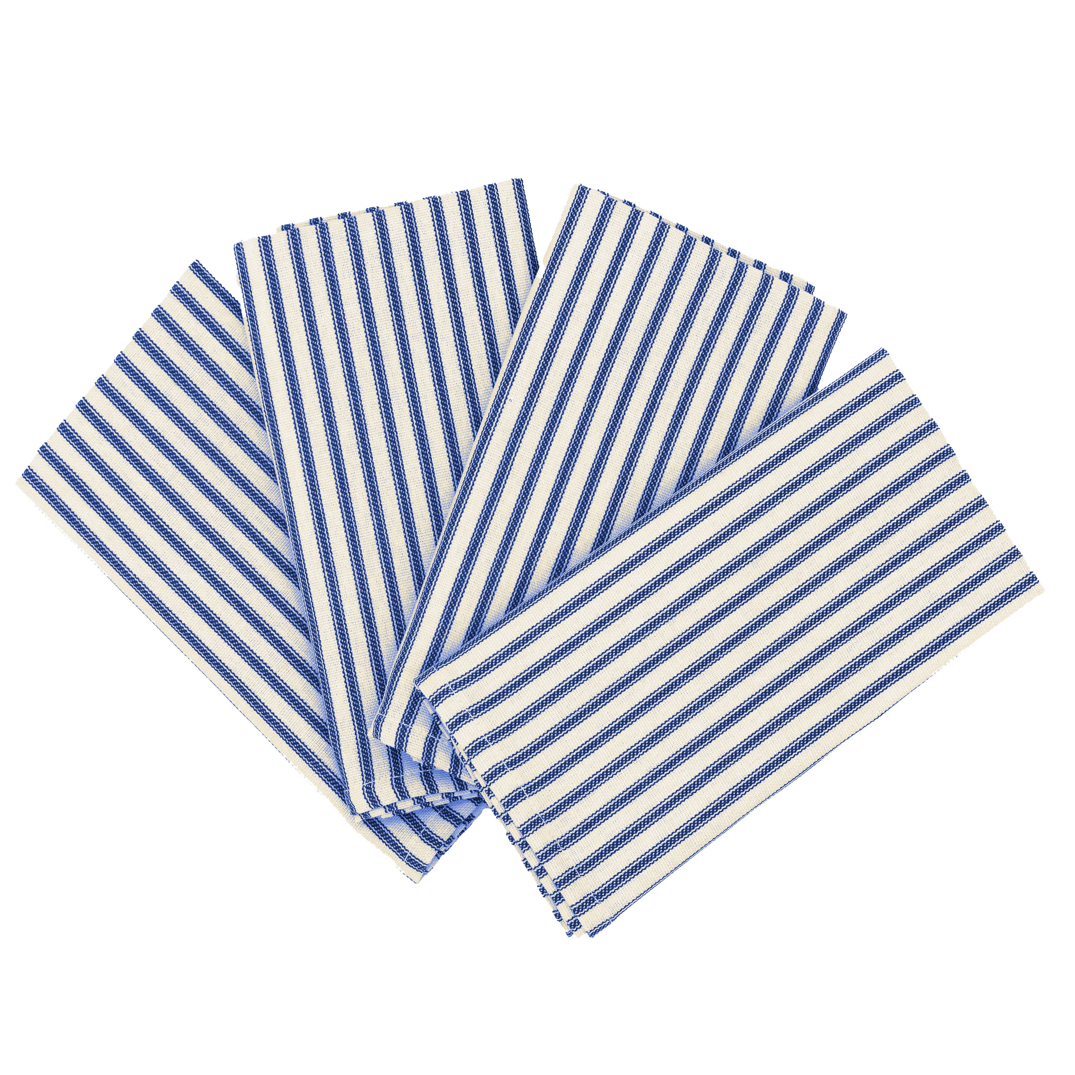 Ticking Stripe Navy Blue Cloth Napkins Set of 4