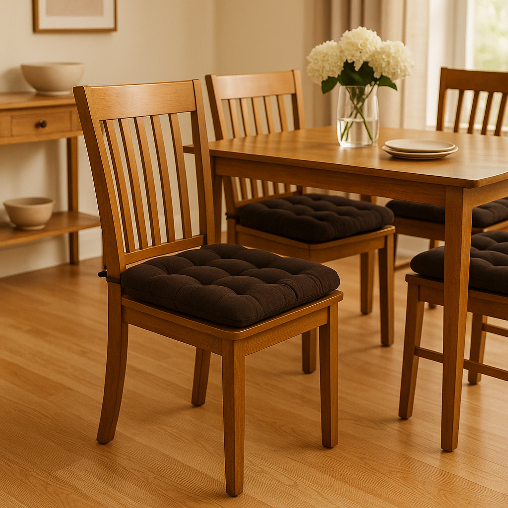 Corduroy Brown Dining Chair Pad - Never Flatten Chair Cushion