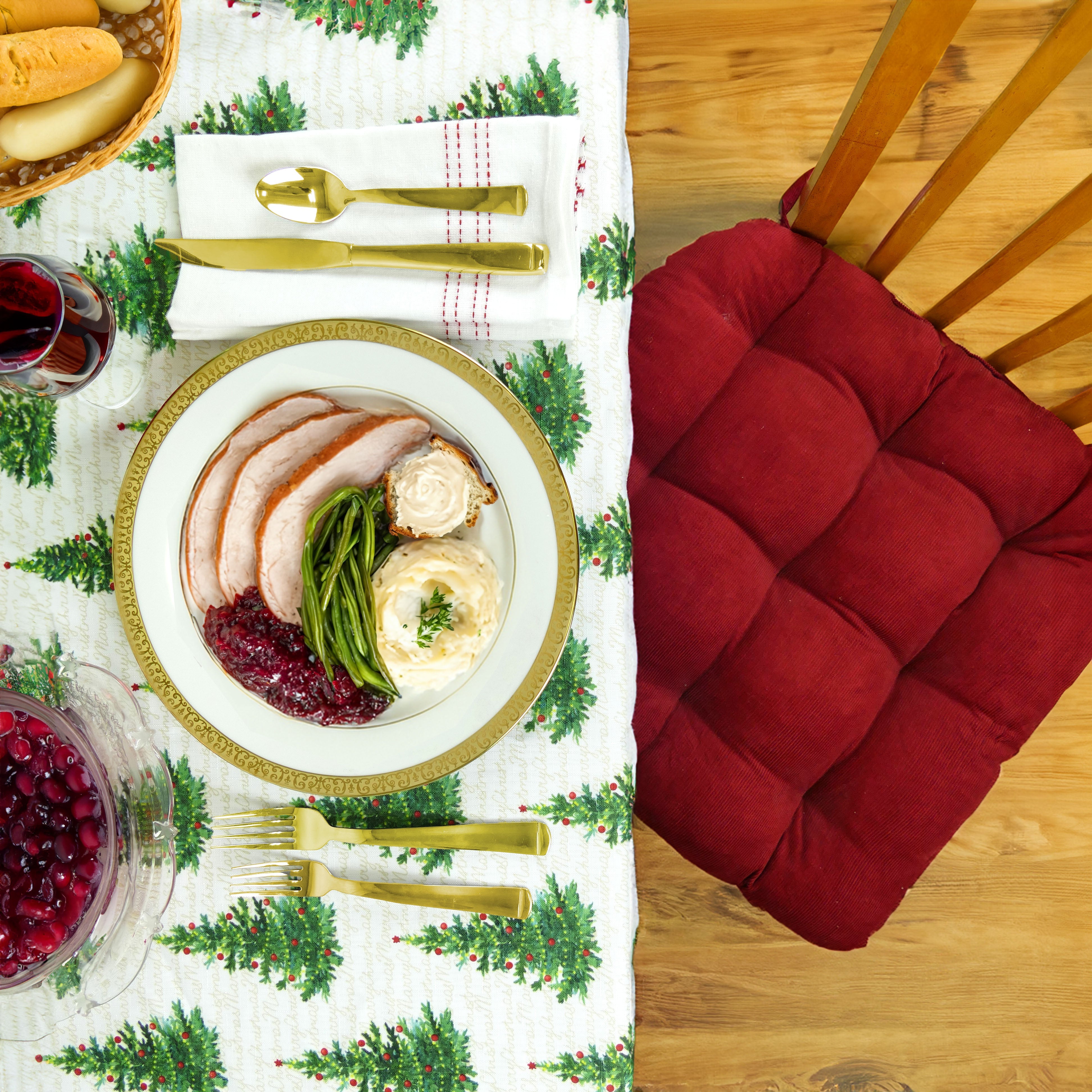 Corduroy Garnet Red Dining Chair Pad - Never Flatten Chair Cushion