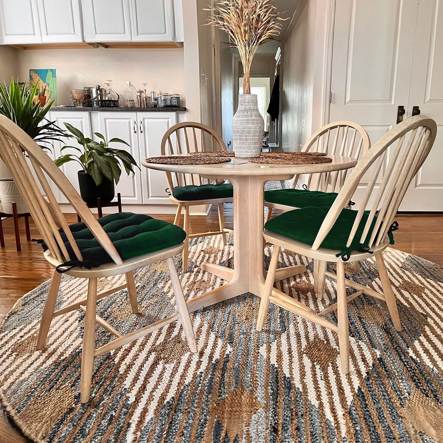 Corduroy Pinwale Hunter Green Dining Chair Pad - Never Flatten Chair Cushion