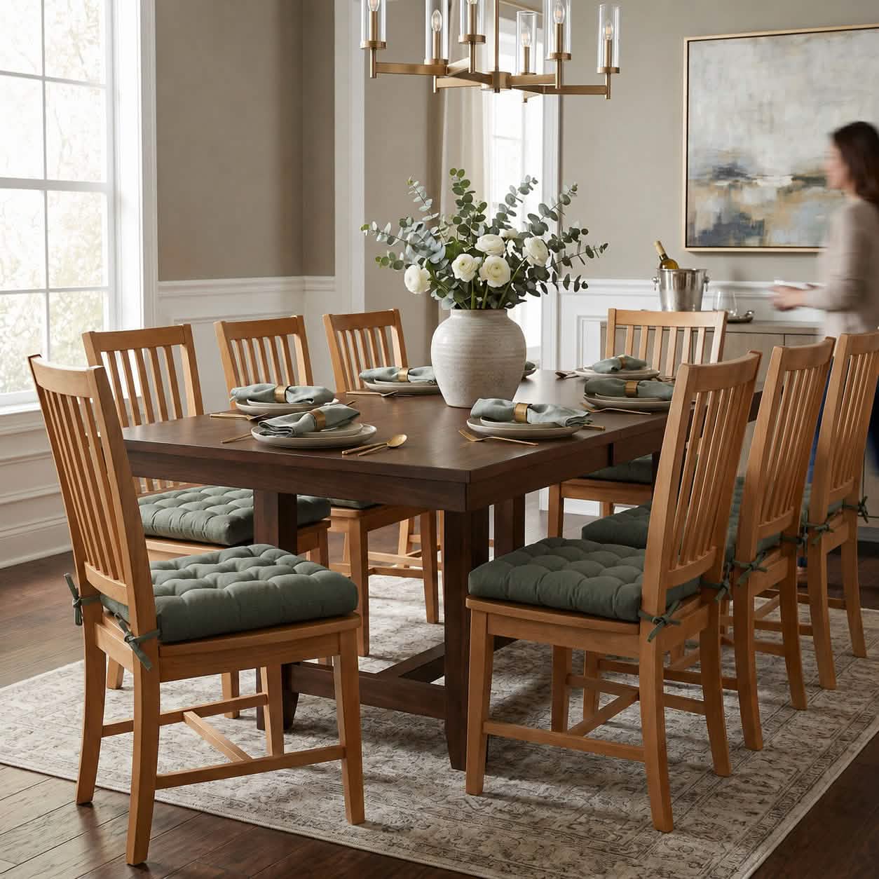 Cotton Duck Thyme Green Solid Color Dining Chair Pads - Made in USA - 100% Cotton - Machine Washable (Copy)